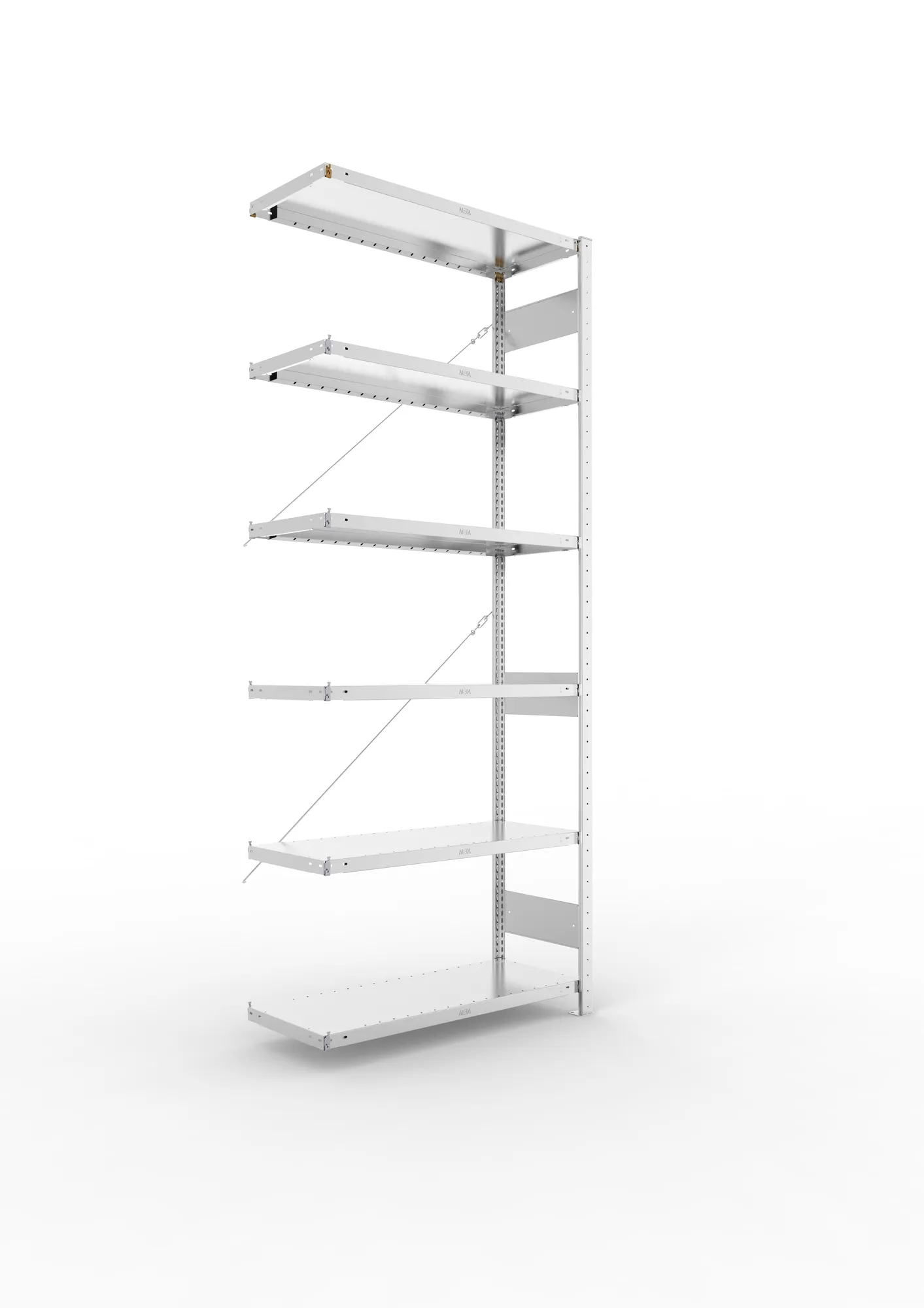 META CLIP | Fachbodenregal | Anbauregal | 2500 x 1000 x 400 mm | Fachlast 230 kg | 5+1 Ebenen | verzinkt