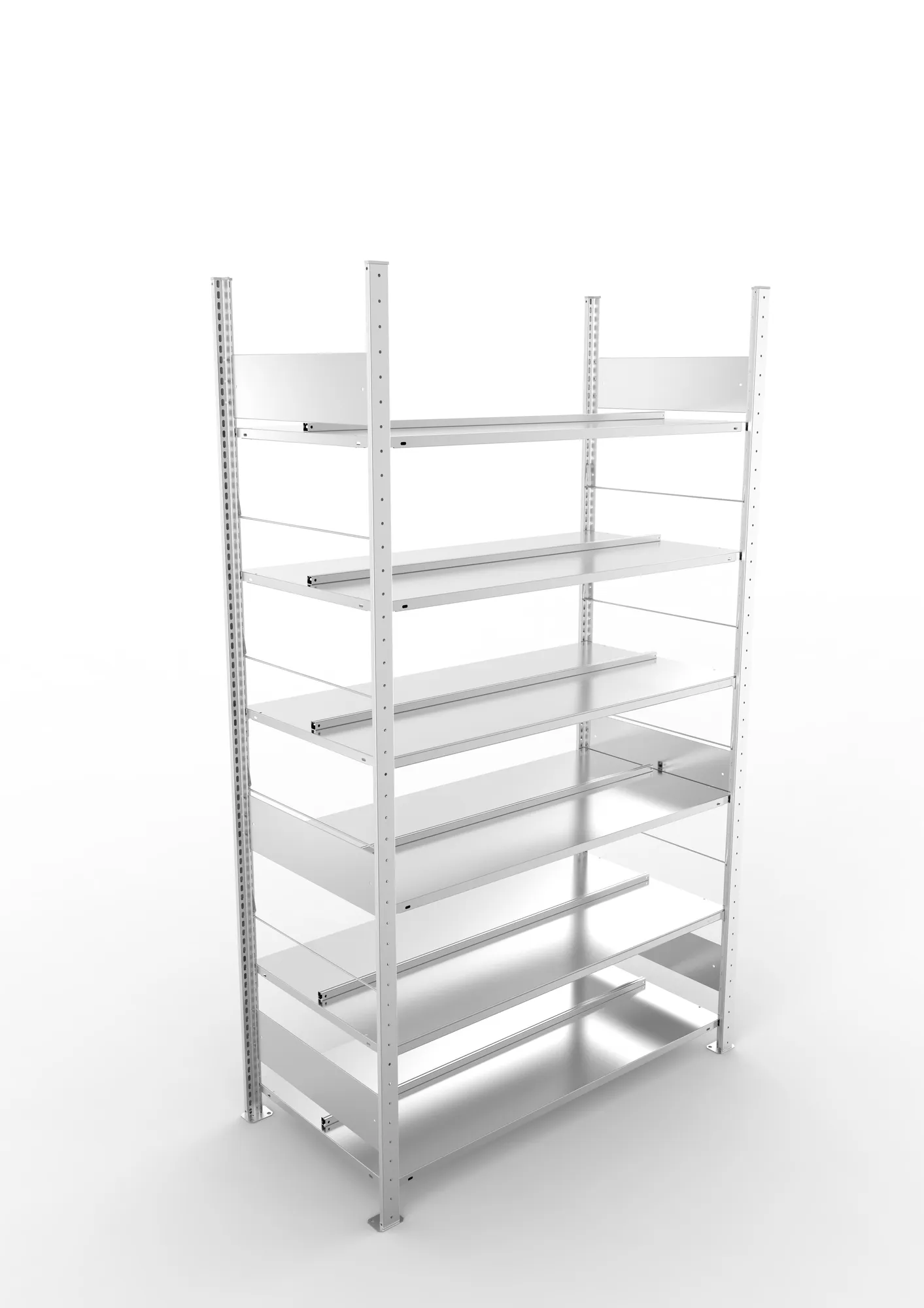 META COMPACT S3| Büro-Steckregal | Doppel-Grundregal | 2200 x 1250 x 600 mm | Fachlast 100 kg | 6 Ebenen | Mittelanschlag | verzinkt