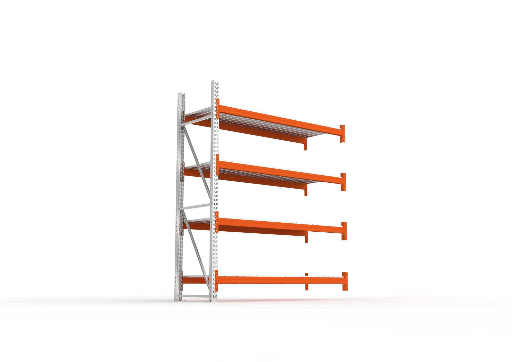 META MULTIPAL | Großfachregal | Anbauregal | 2700 x 2225 x 800 mm | Fachlast 1900 kg | 4 Ebenen | Stahlpaneele | verzinkt