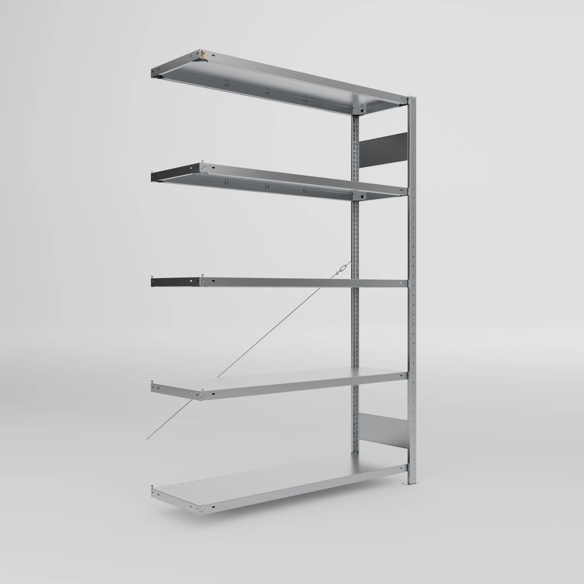 META CLIP S3 | Fachbodenregal | Anbauregal | 2000 x 1300 x 400 mm | Fachlast 150 kg | 4+1 Ebenen | verzinkt