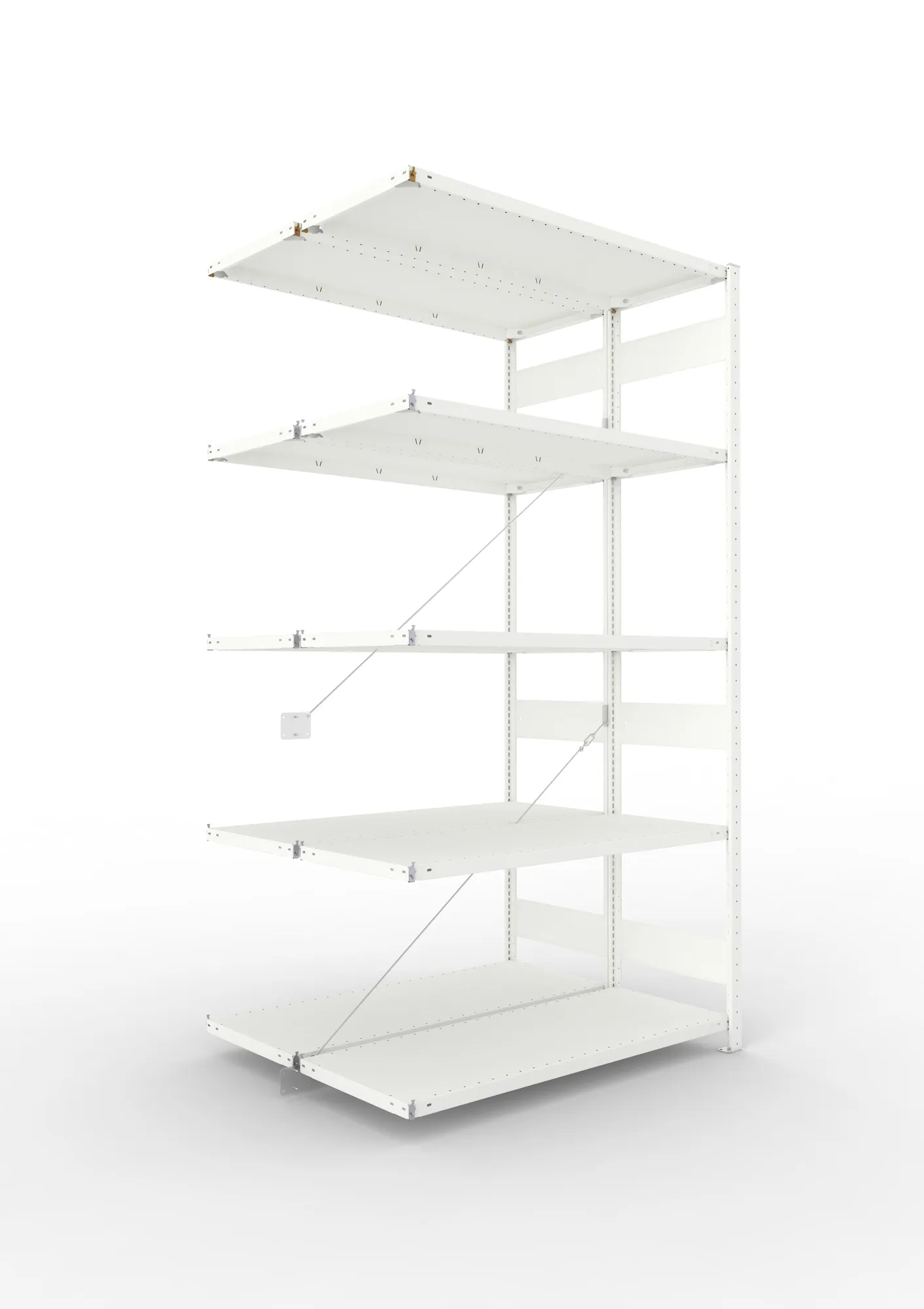 META CLIP | Fachbodenregal | Doppel-Anbauregal | 2500 x 1300 x 500 mm | Fachlast 230 kg | 4+1 Ebenen | RAL 7035