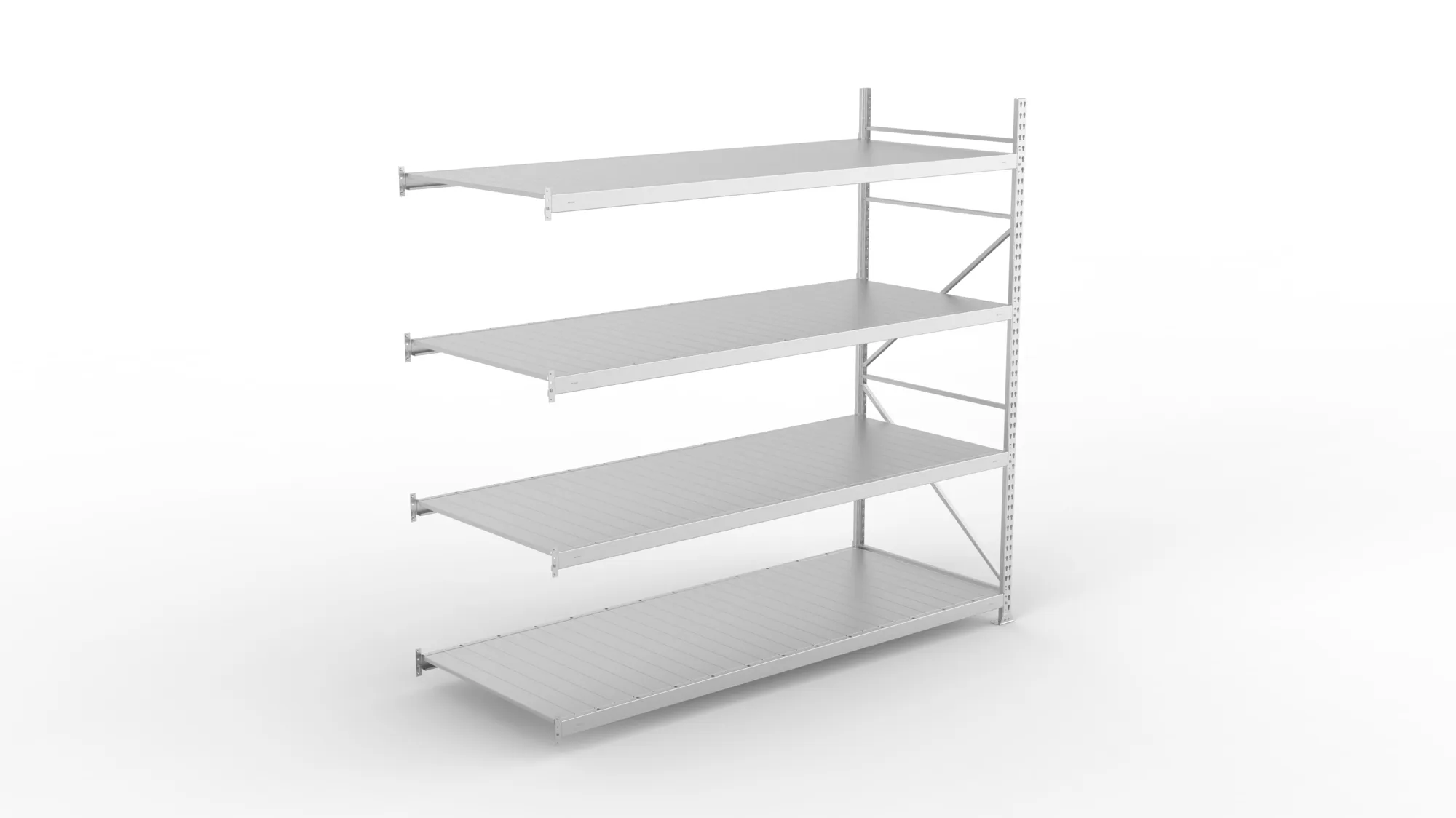 META MINI-RACK Weitspannregal | Anbauregal | 2500 x 2600 x 1050 mm | Fachlast 490 kg | Stahlpaneelböden | 4 Ebenen
