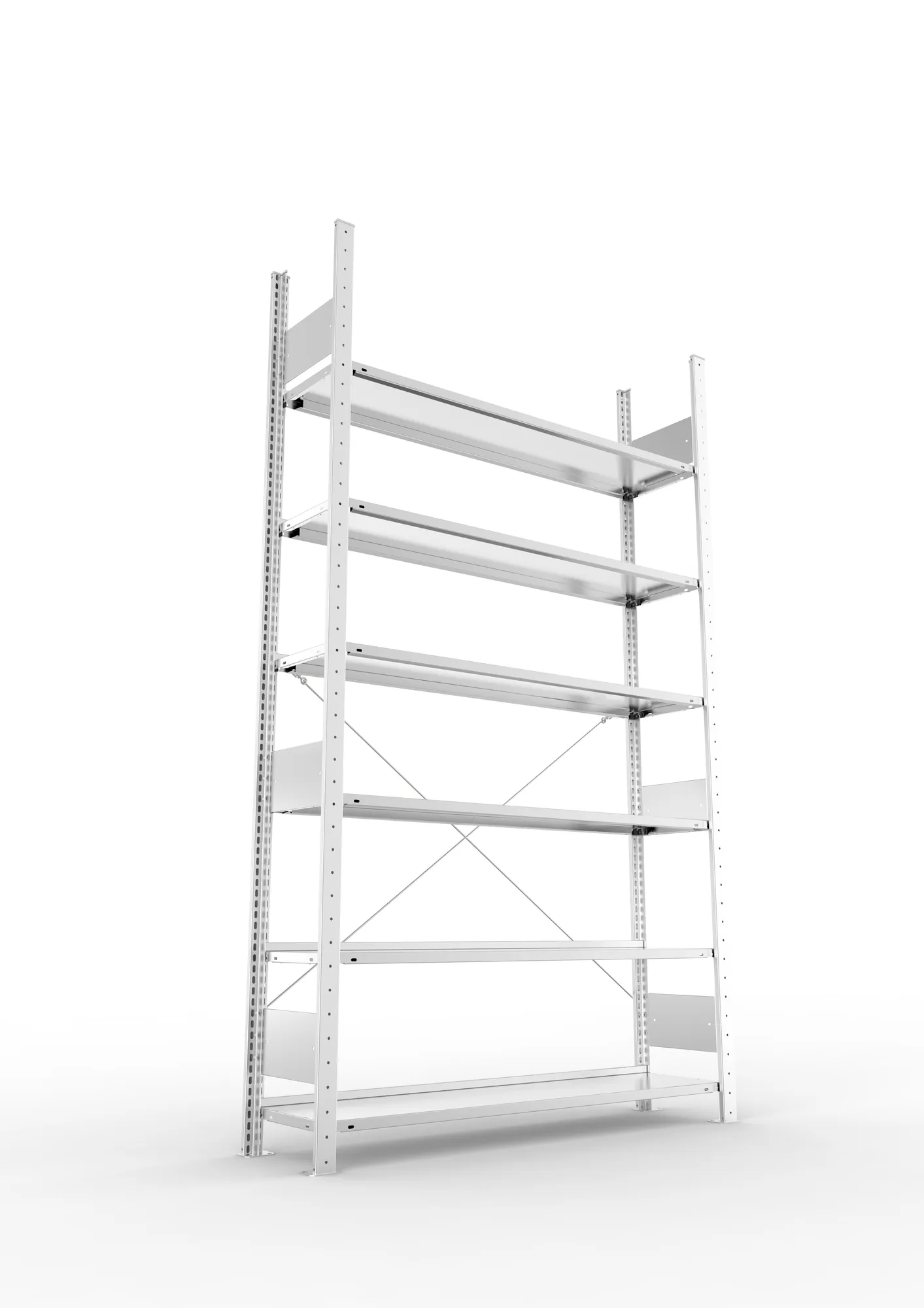 META COMPACT S3| Büro-Steckregal | Grundregal | 2200 x 1250 x 300 mm | Fachlast 80 kg | 6 Ebenen | Endanschlag | verzinkt