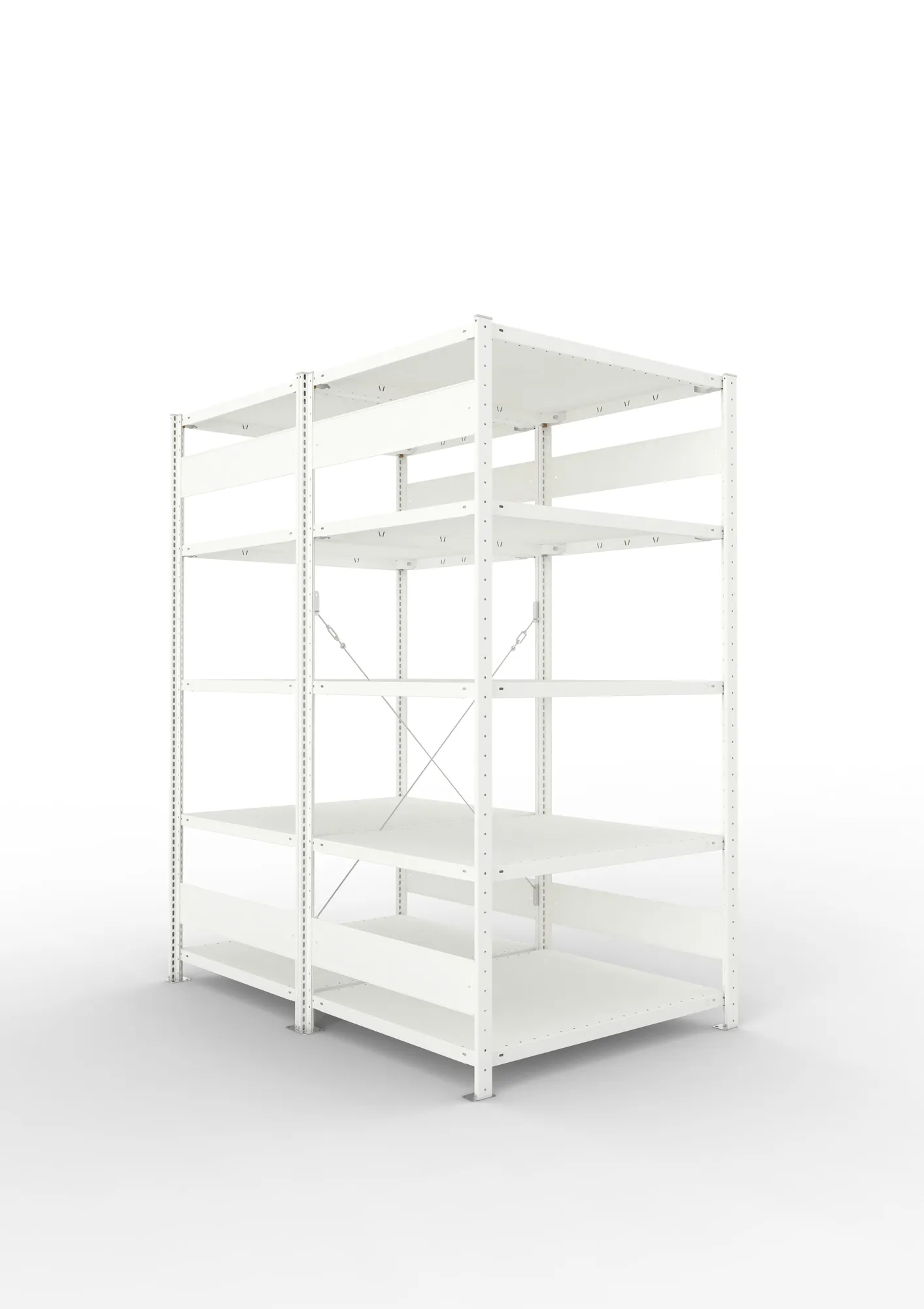 META CLIP | Fachbodenregal | Doppel-Grundregal | 2000 x 1000 x 800 mm | Fachlast 230 kg | 4+1 Ebenen | RAL 7035