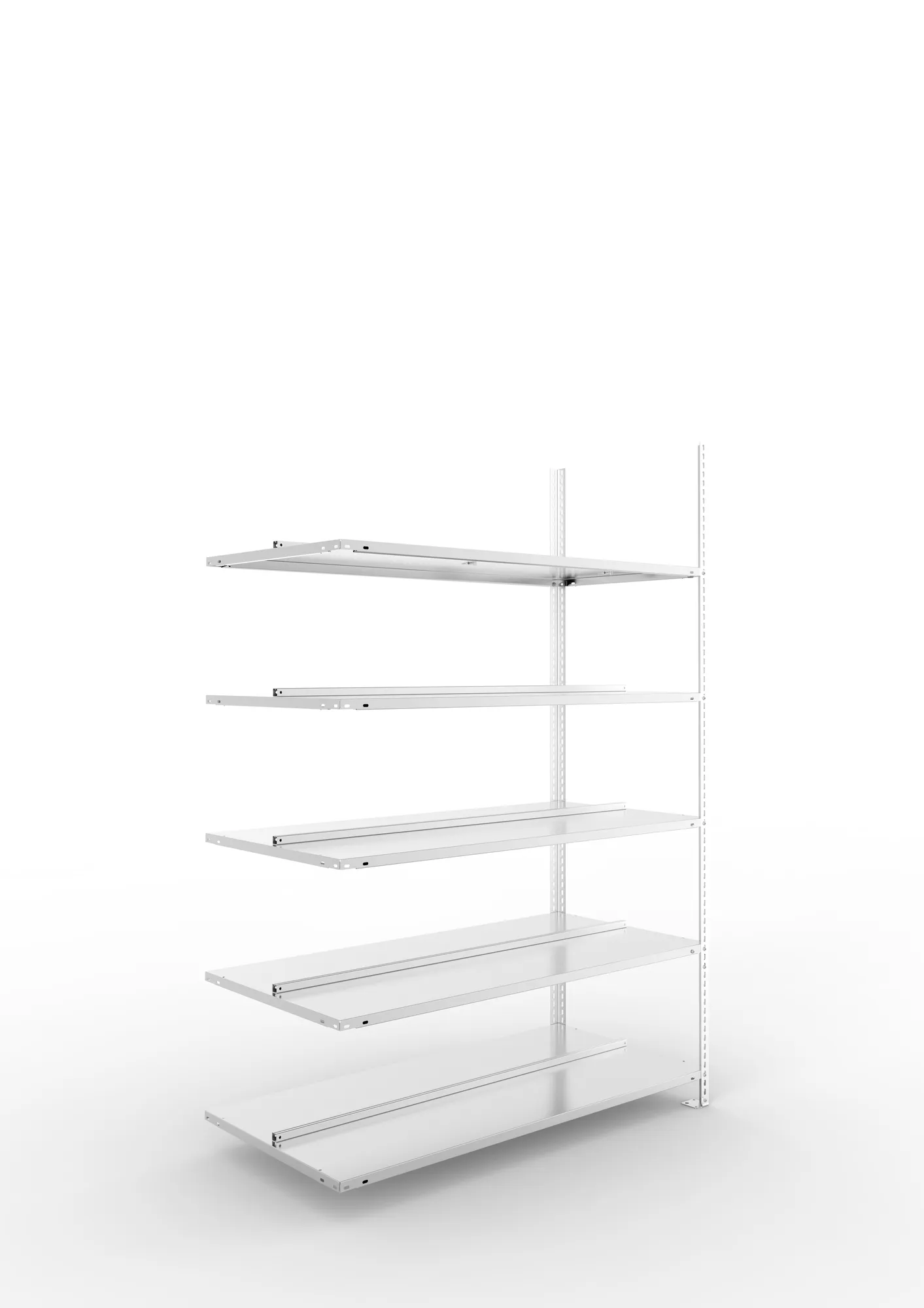 META FIX COMPACT | Büro-Schraubregal | Anbauregal | 1850 x 1250 x 600 mm | Fachlast 100 kg | 5 Ebenen | verzinkt