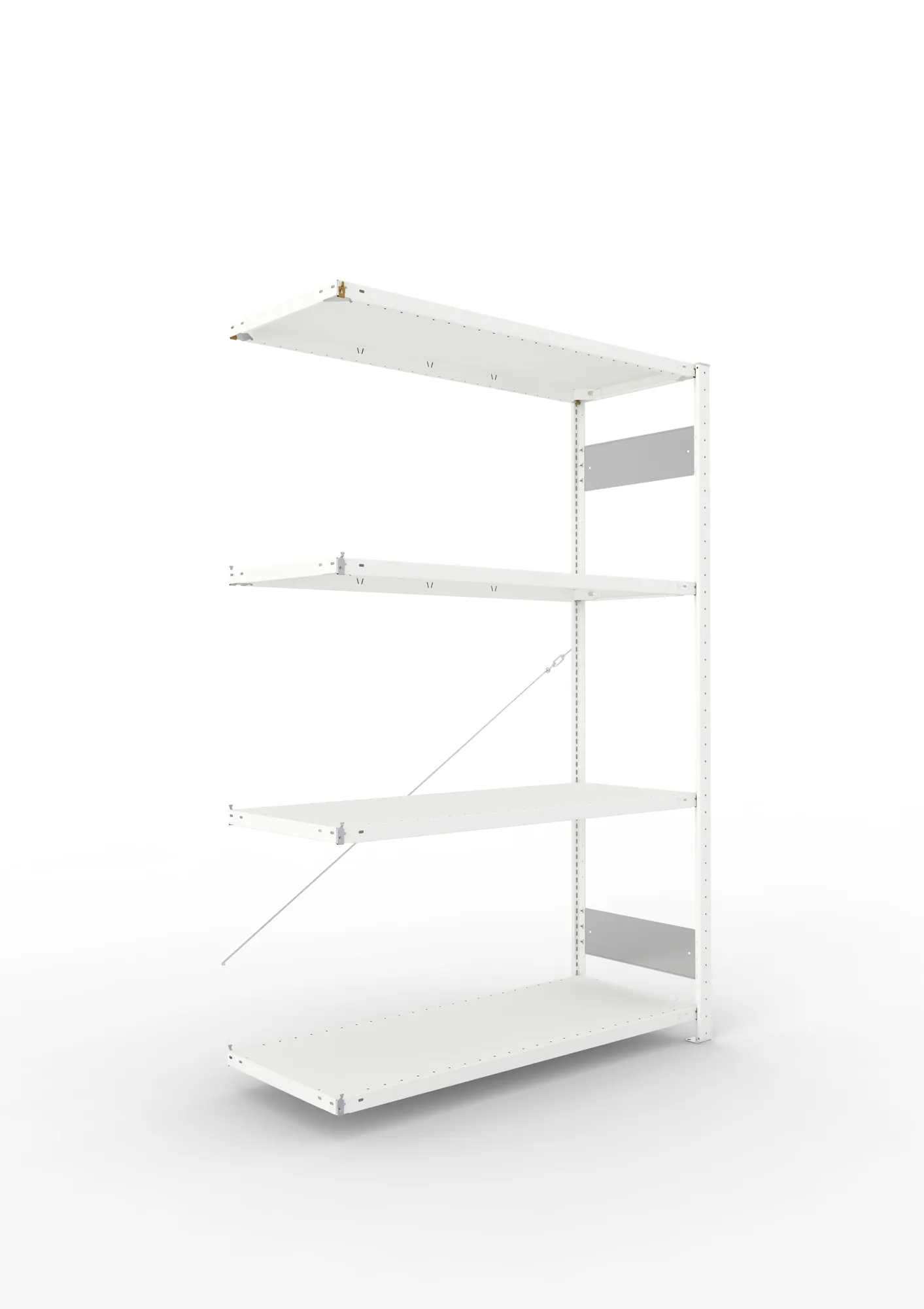 META CLIP S3 | Fachbodenregal | Anbauregal | 2000 x 1300 x 500 mm | Fachlast 230 kg | 3+1 Ebenen | RAL 7035