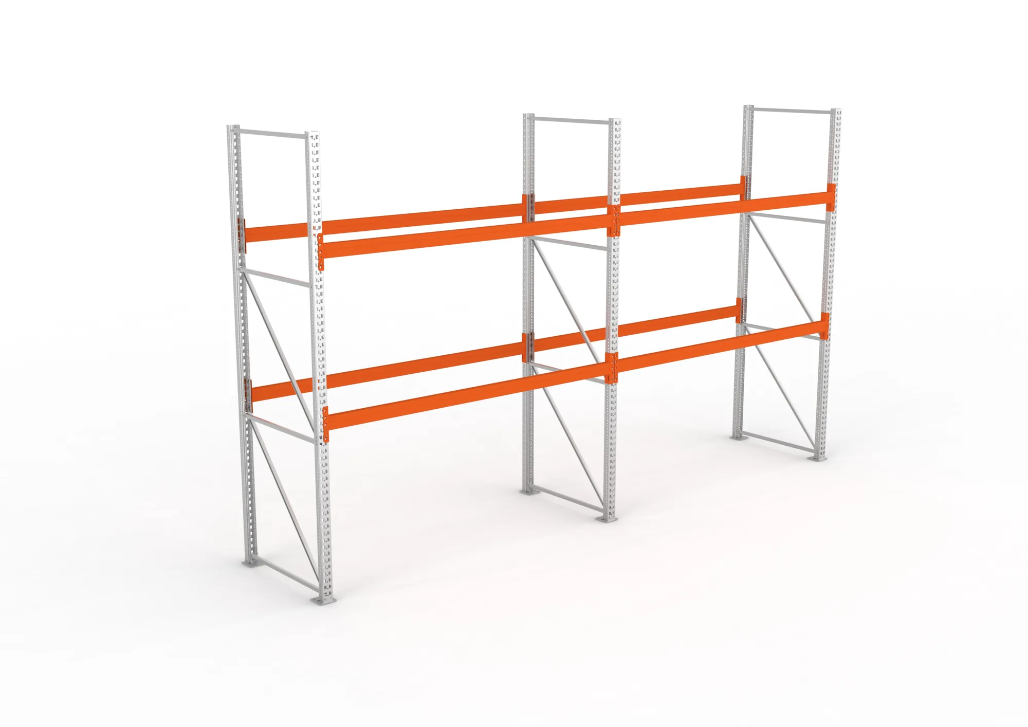 META MULTIPAL | Palettenregal | 2 Felder | 3300 x 2700 x 1100 mm | Fachlast 780 kg | 3 Ebenen | 8 Paletten | verzinkt