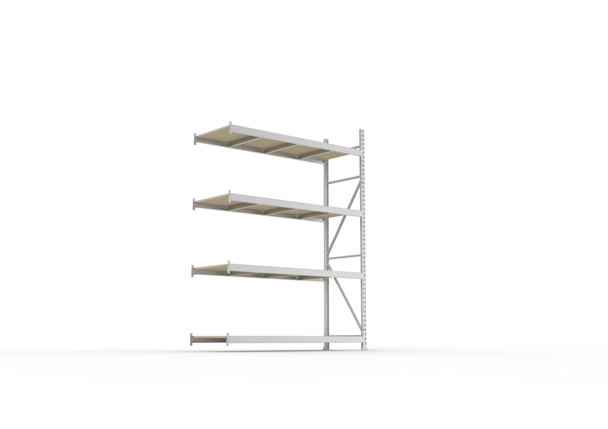 META MINI-RACK Weitspannregal | Anbauregal | 2500 x 1800 x 650 mm | Fachlast 600 kg | Spanplattenböden | 4 Ebenen