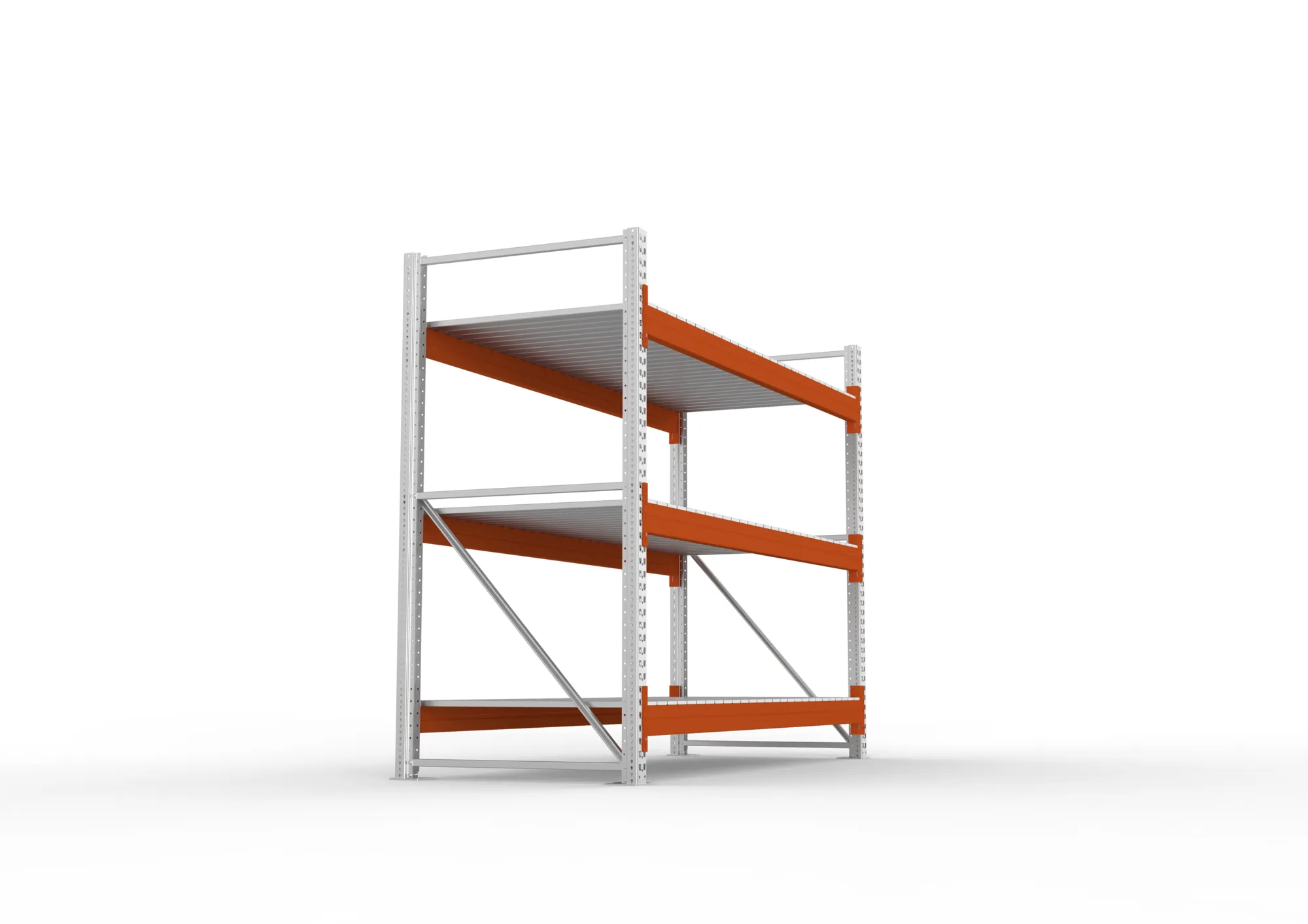 META MULTIPAL | Großfachregal | Grundregal | 2200 x 2700 x 1100 mm | Fachlast 2400 kg | 3 Ebenen | Stahlpaneele | verzinkt