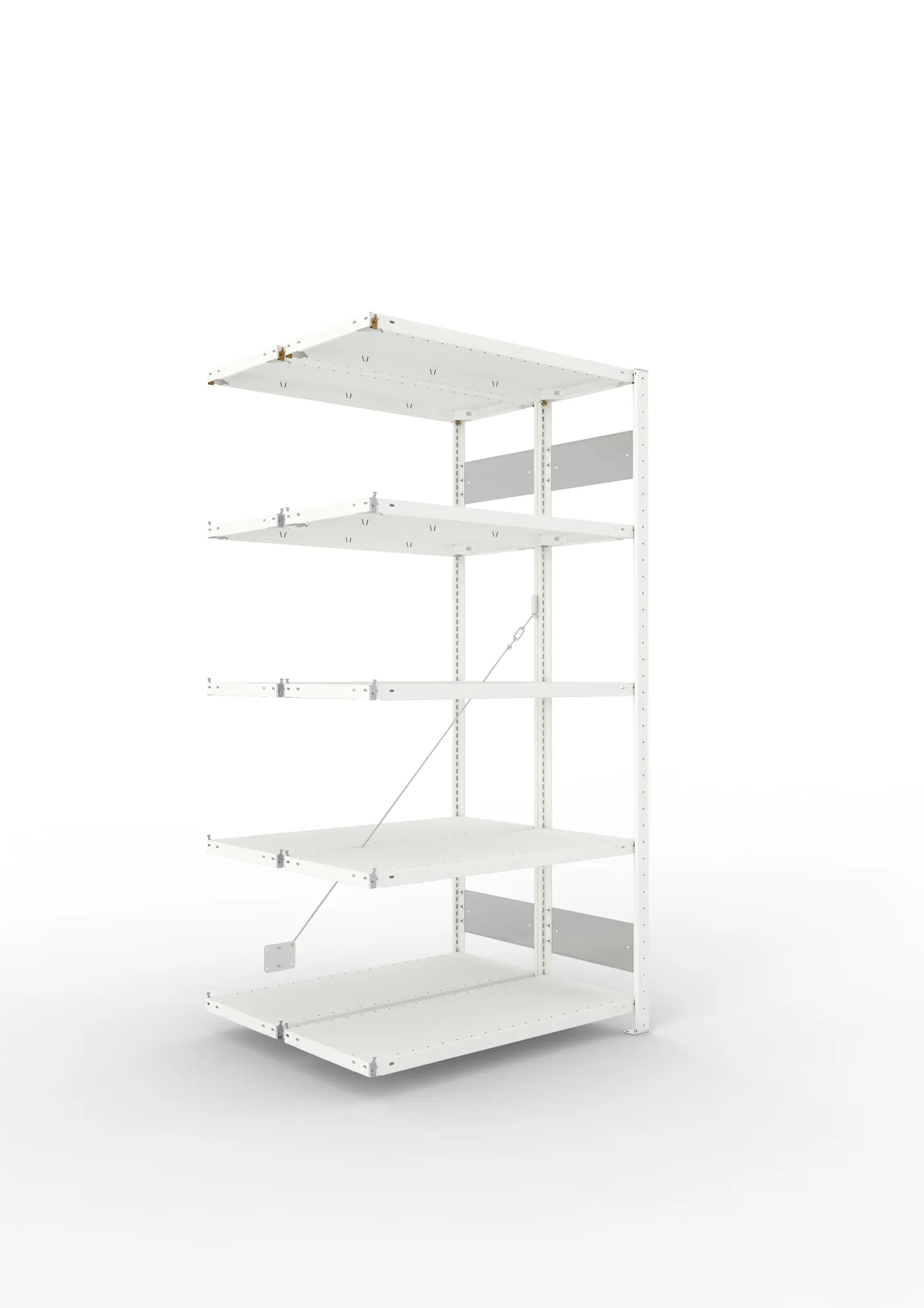 META CLIP S3 | Fachbodenregal | Doppel-Anbauregal | 2000 x 1000 x 400 mm | Fachlast 150 kg | 4+1 Ebenen | RAL 7035