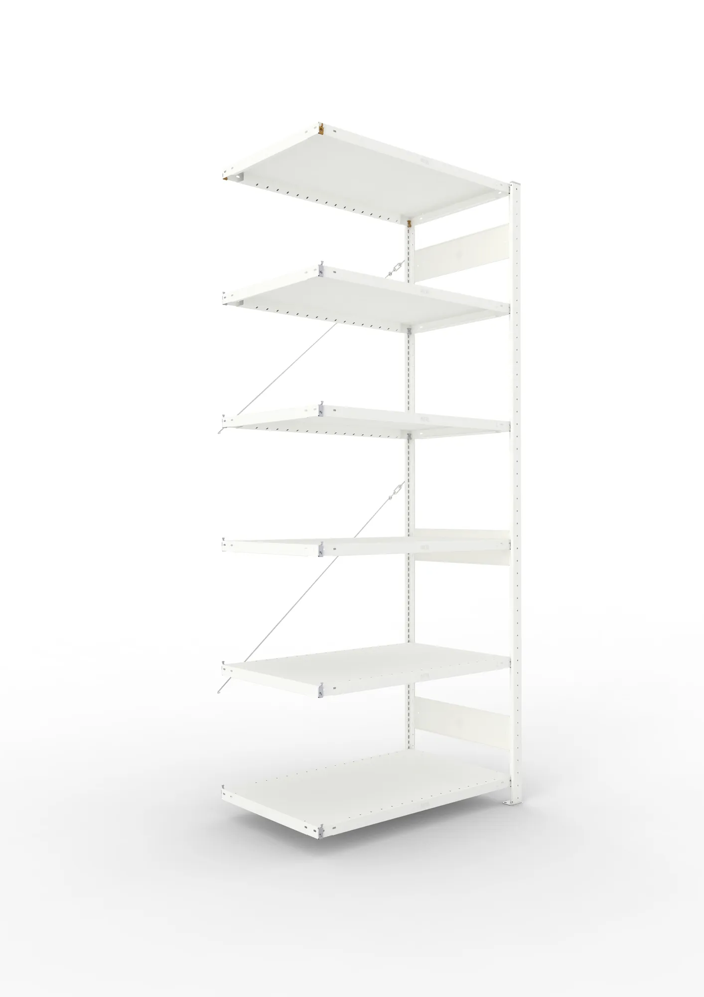 META CLIP | Fachbodenregal | Anbauregal | 2500 x 1000 x 600 mm | Fachlast 100 kg | 5+1 Ebenen | RAL 7035