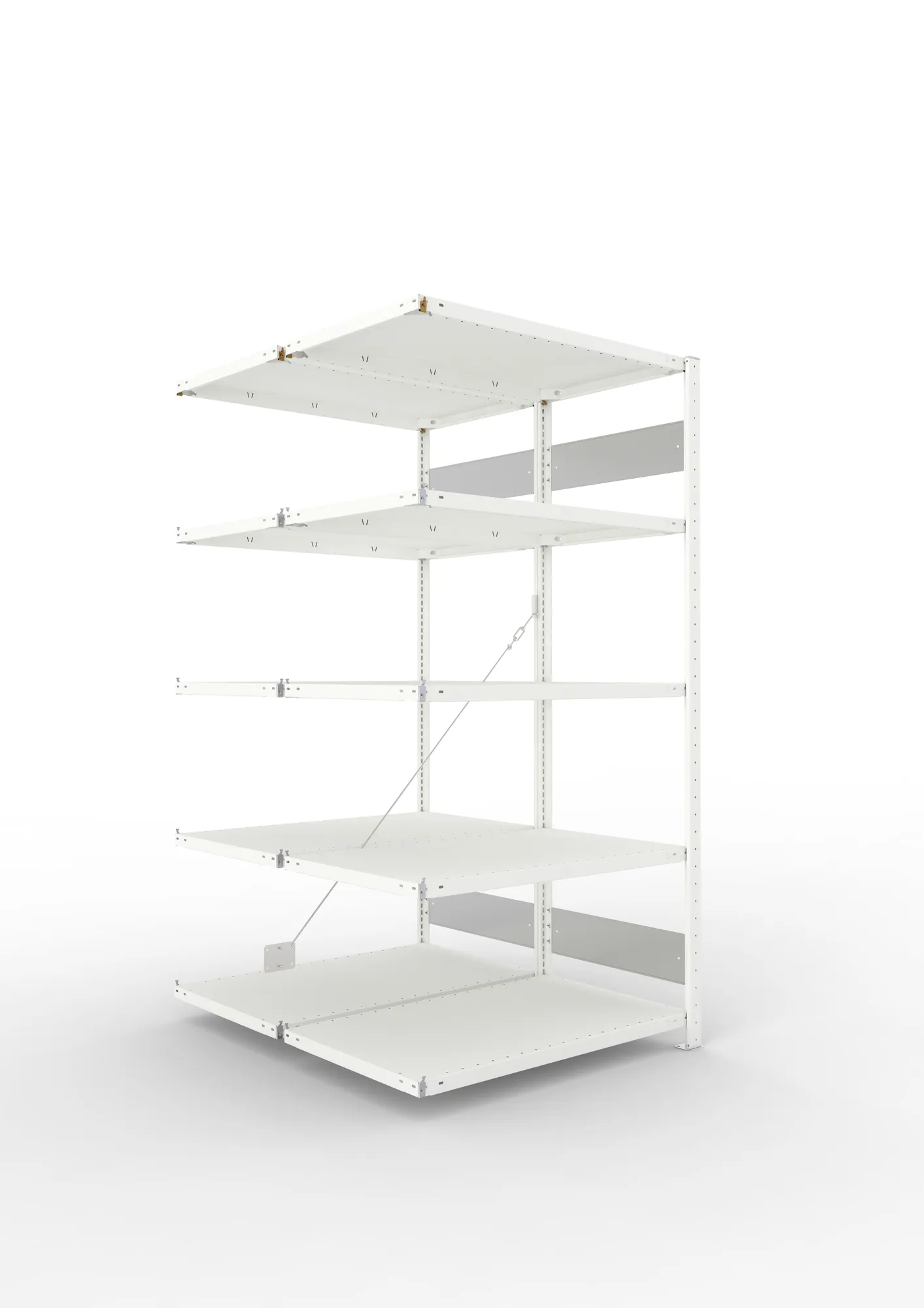 META CLIP S3 | Fachbodenregal | Doppel-Anbauregal | 2000 x 1000 x 600 mm | Fachlast 150 kg | 4+1 Ebenen | RAL 7035
