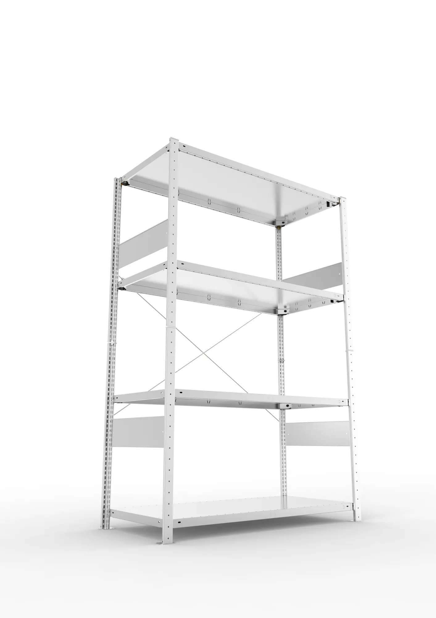 META CLIP SPLIT | Fachbodenregal | Grundregal | 2000 x 1300 x 600 mm | Fachlast 230 kg | 3+1 Ebenen | verzinkt