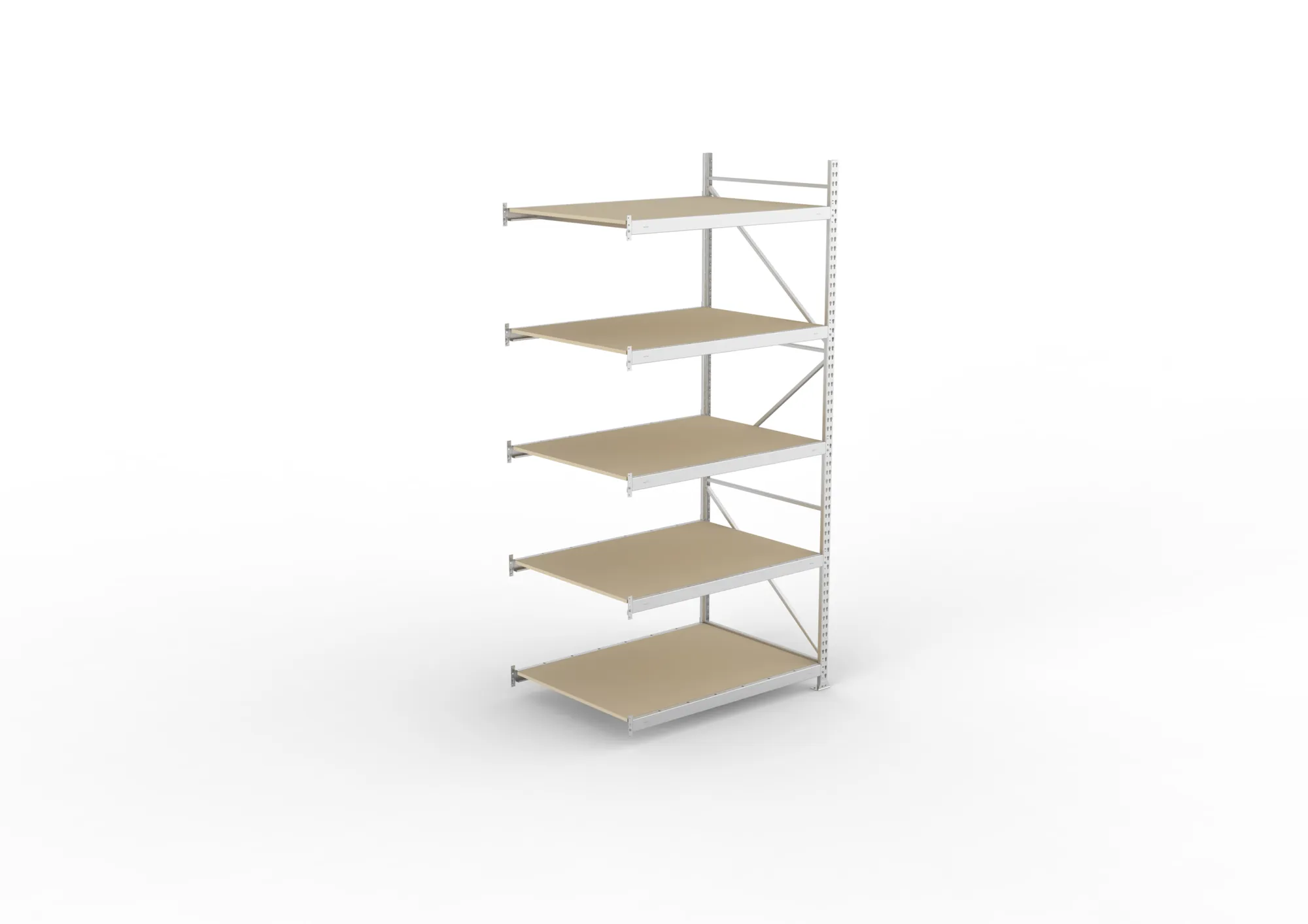 META MINI-RACK Weitspannregal | Anbauregal | 3000 x 1400 x 1050 mm | Fachlast 600 kg | Spanplattenböden | 5 Ebenen