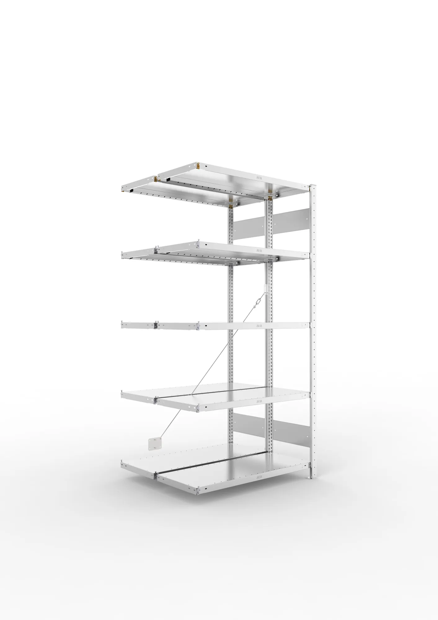META CLIP | Fachbodenregal | Doppel-Anbauregal | 2000 x 1000 x 400 mm | Fachlast 100 kg | 4+1 Ebenen | verzinkt