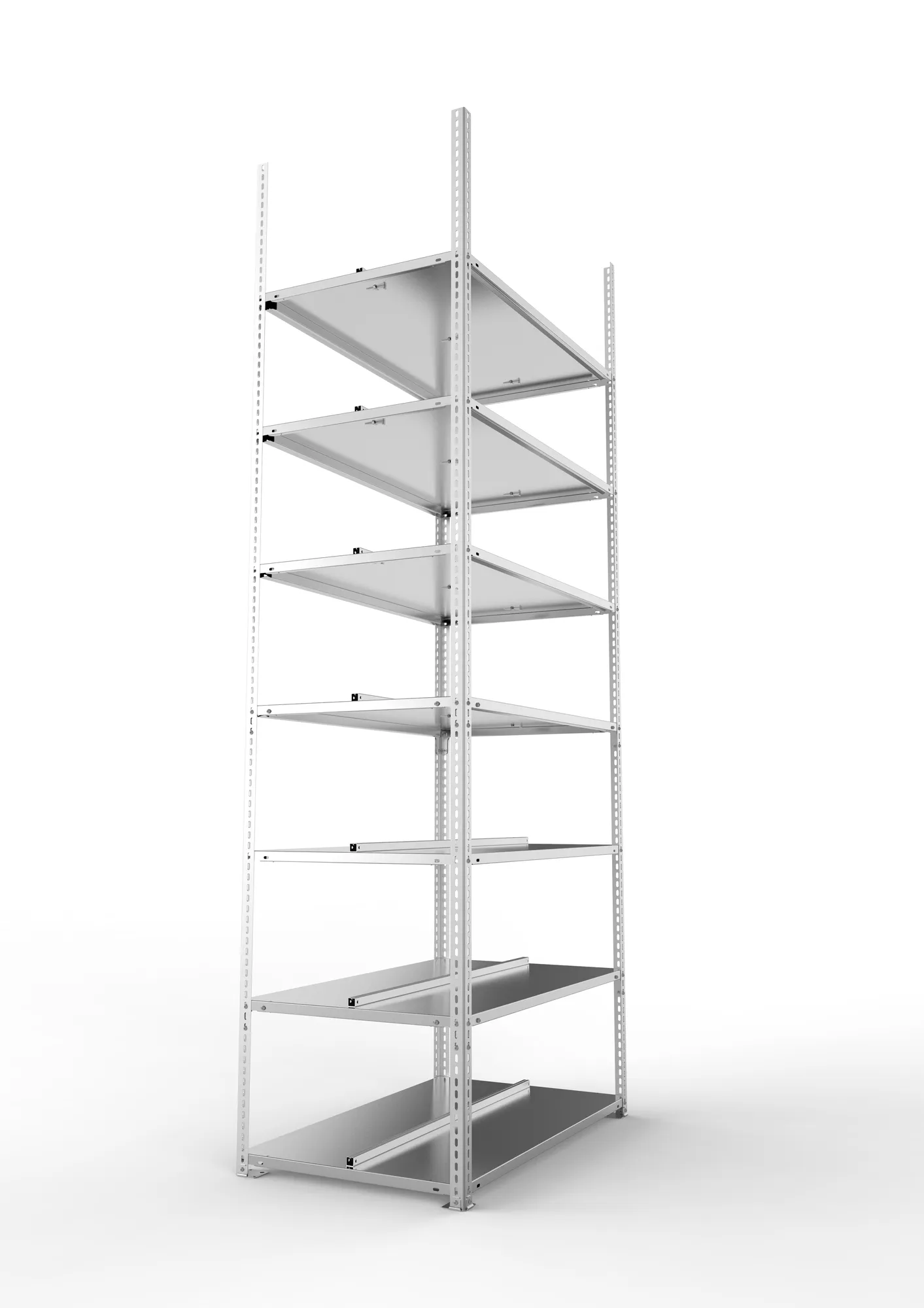 META FIX COMPACT | Büro-Schraubregal | Grundregal | 2500 x 1000 x 600 mm | Fachlast 100 kg | 7 Ebenen | verzinkt