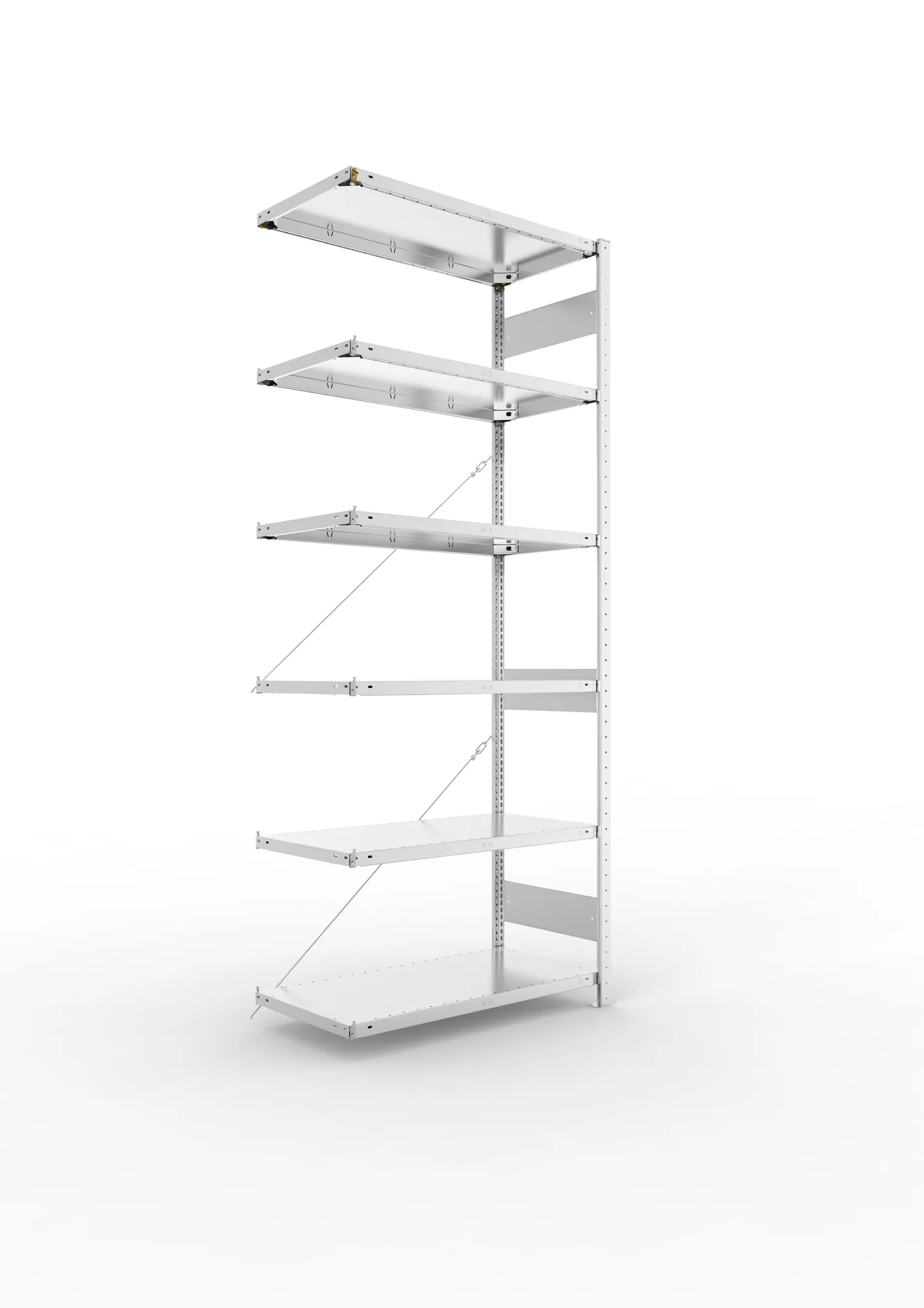 META CLIP | Fachbodenregal | Anbauregal | 2500 x 1000 x 500 mm | Fachlast 150 kg | 5+1 Ebenen | verzinkt