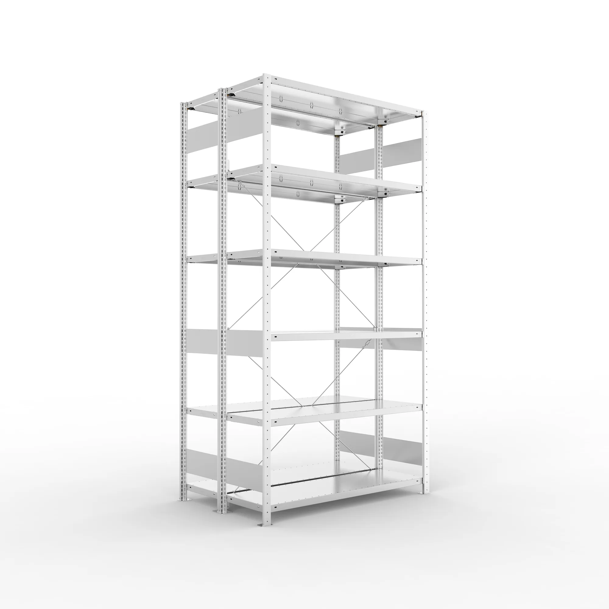 META CLIP S3 | Fachbodenregal | Doppel-Grundregal | 2500 x 1300 x 400 mm | Fachlast 150 kg | 5+1 Ebenen | verzinkt
