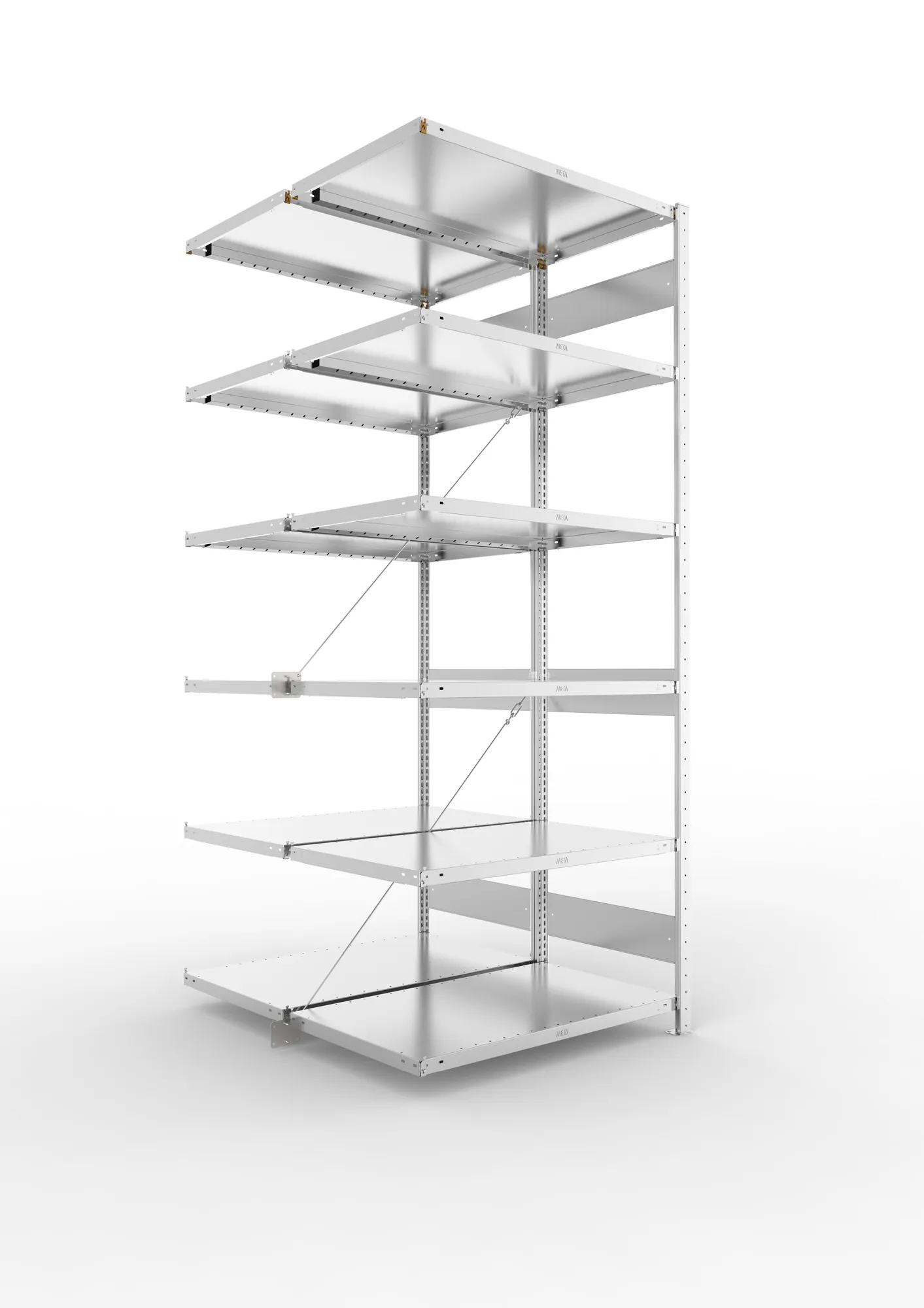 META CLIP | Fachbodenregal | Doppel-Anbauregal | 2500 x 1000 x 600 mm | Fachlast 100 kg | 5+1 Ebenen | verzinkt