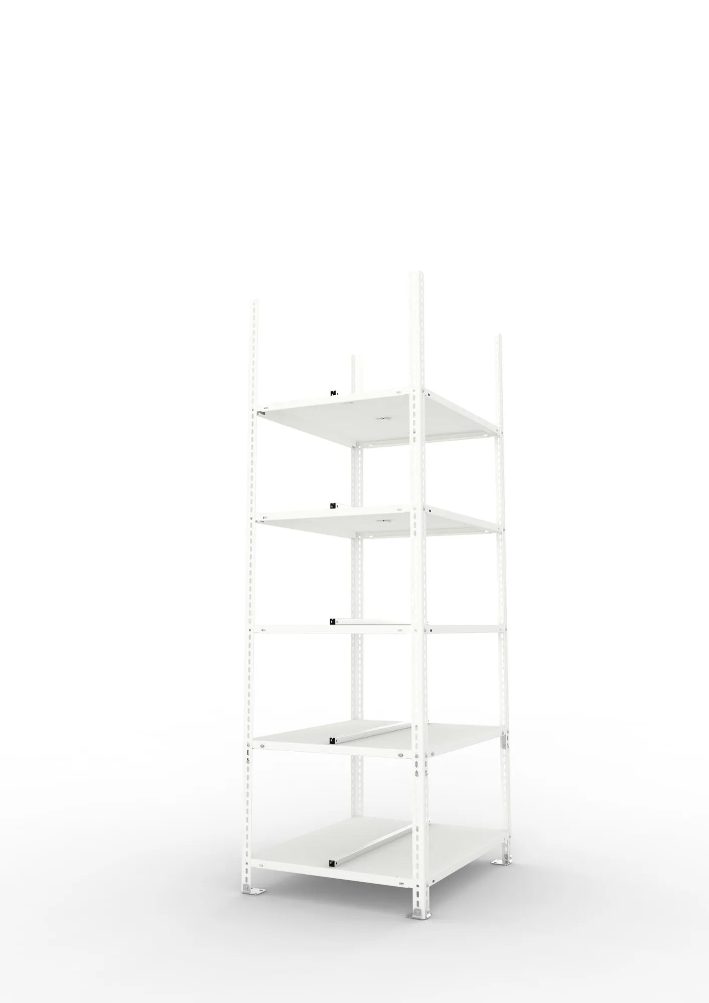 META FIX COMPACT | Büro-Schraubregal | Grundregal | 1850 x 750 x 600 mm | 90 kg | 5 Ebenen | RAL 7035