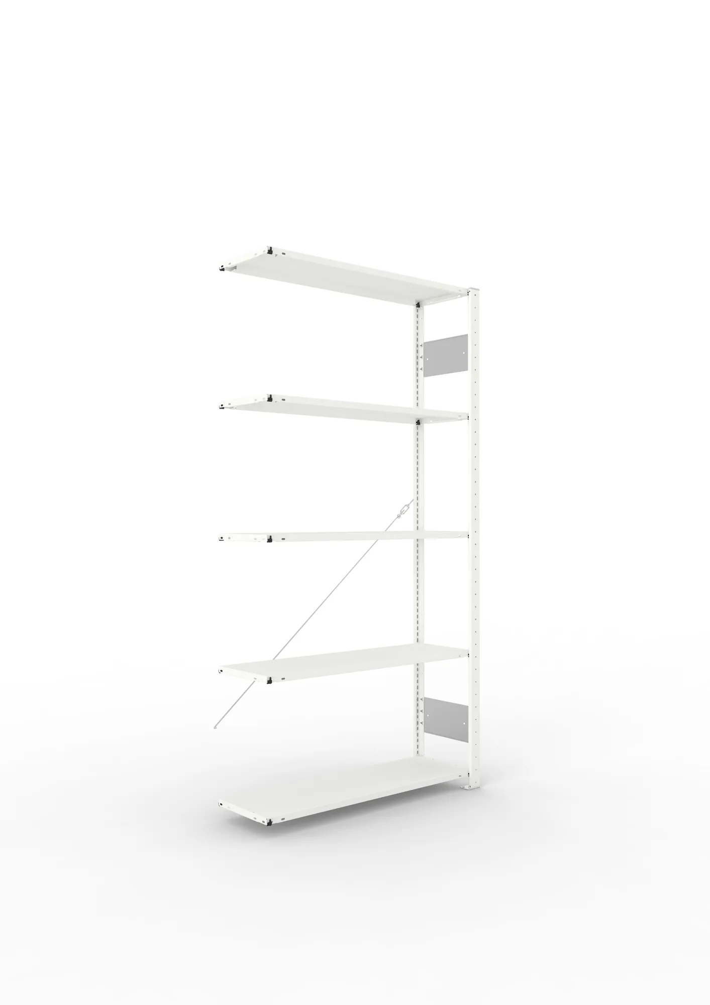 META CLIP S3 | Fachbodenregal | Anbauregal | 2000 x 1000 x 300 mm | Fachlast 80 kg | 4+1 Ebenen | RAL 7035