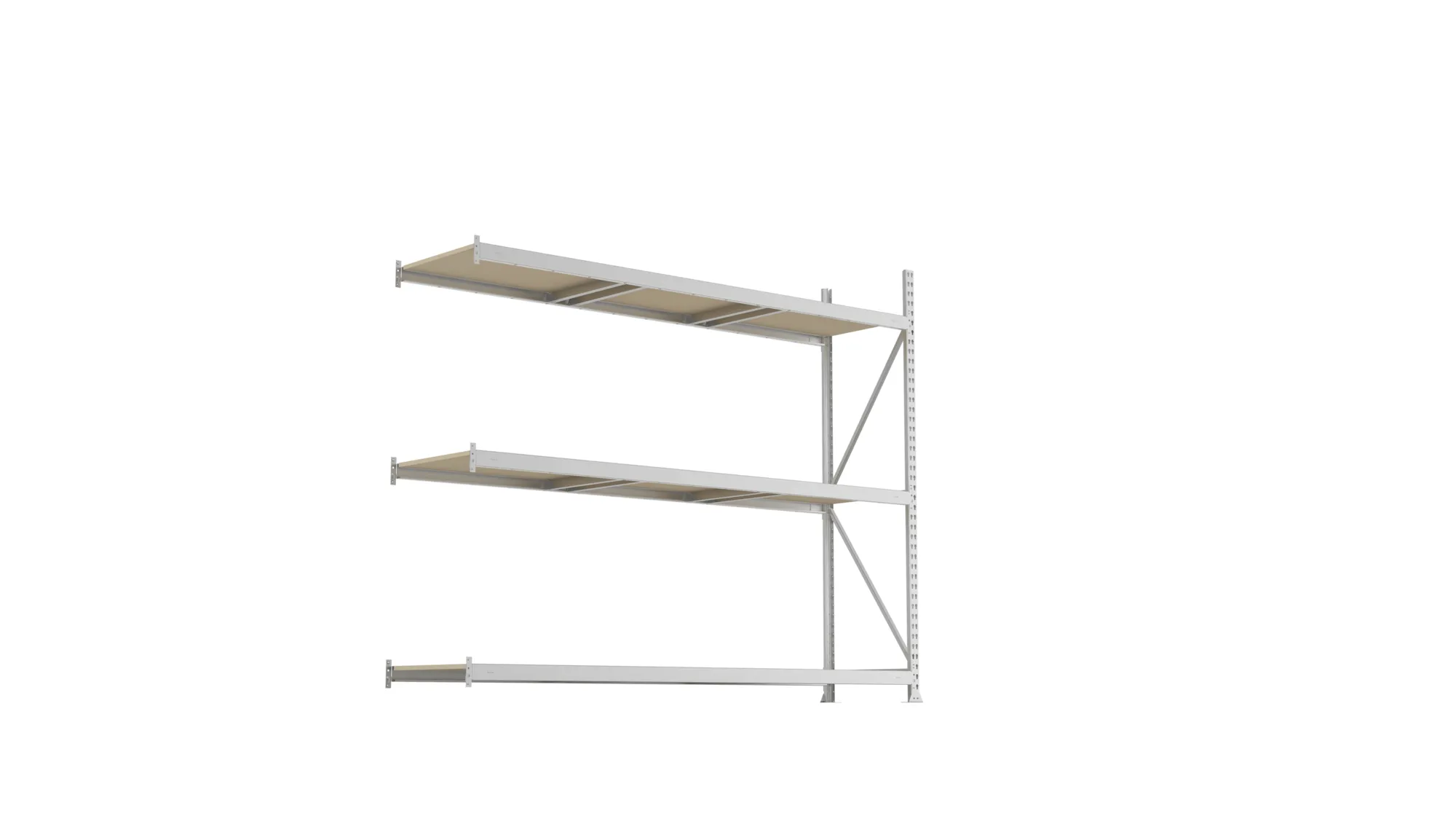 META MINI-RACK Weitspannregal | Anbauregal | 2200 x 2600 x 650 mm | Fachlast 490 kg | Spanplattenböden | 3 Ebenen
