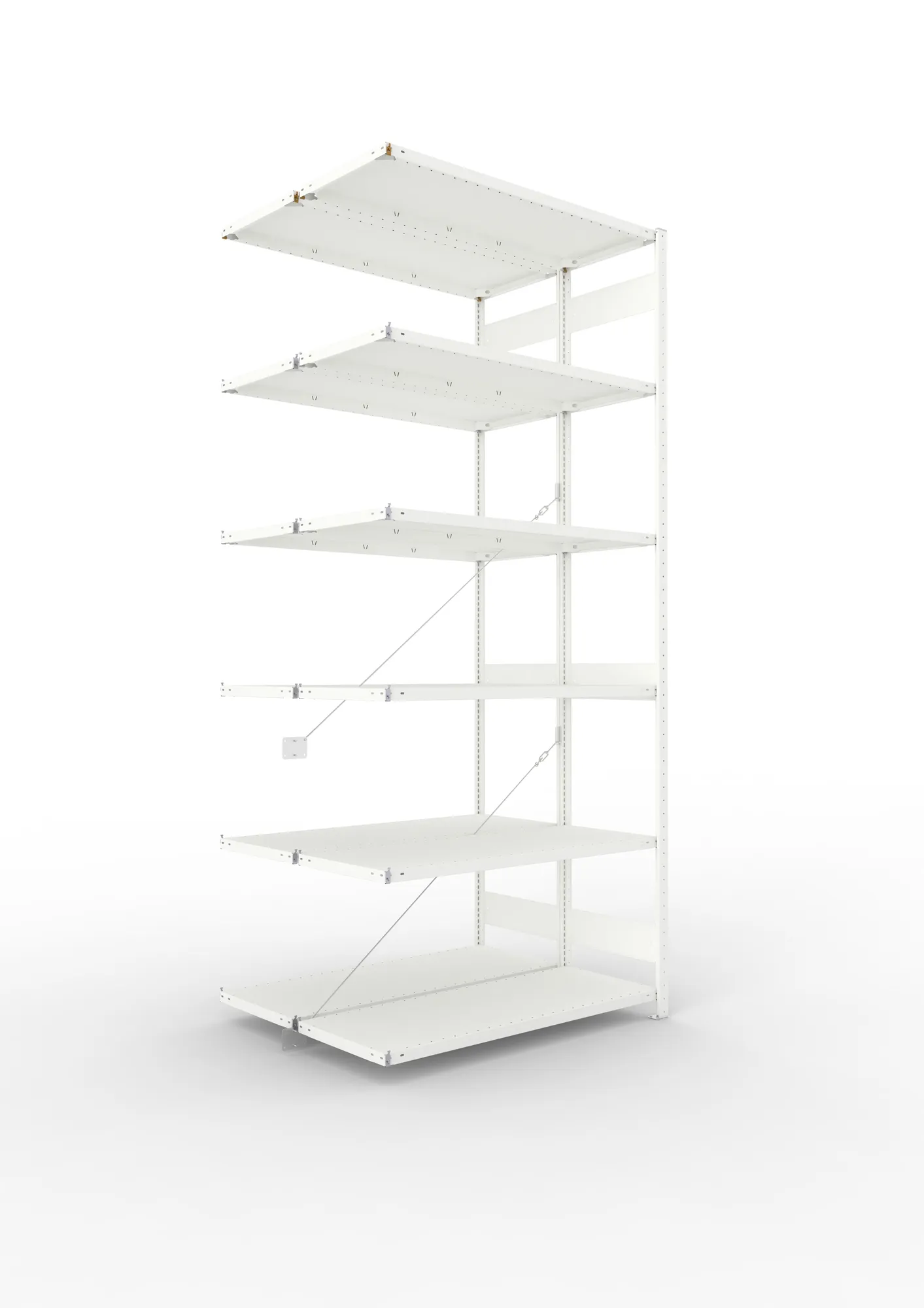 META CLIP | Fachbodenregal | Doppel-Anbauregal | 3000 x 1300 x 500 mm | Fachlast 230 kg | 5+1 Ebenen | RAL 7035