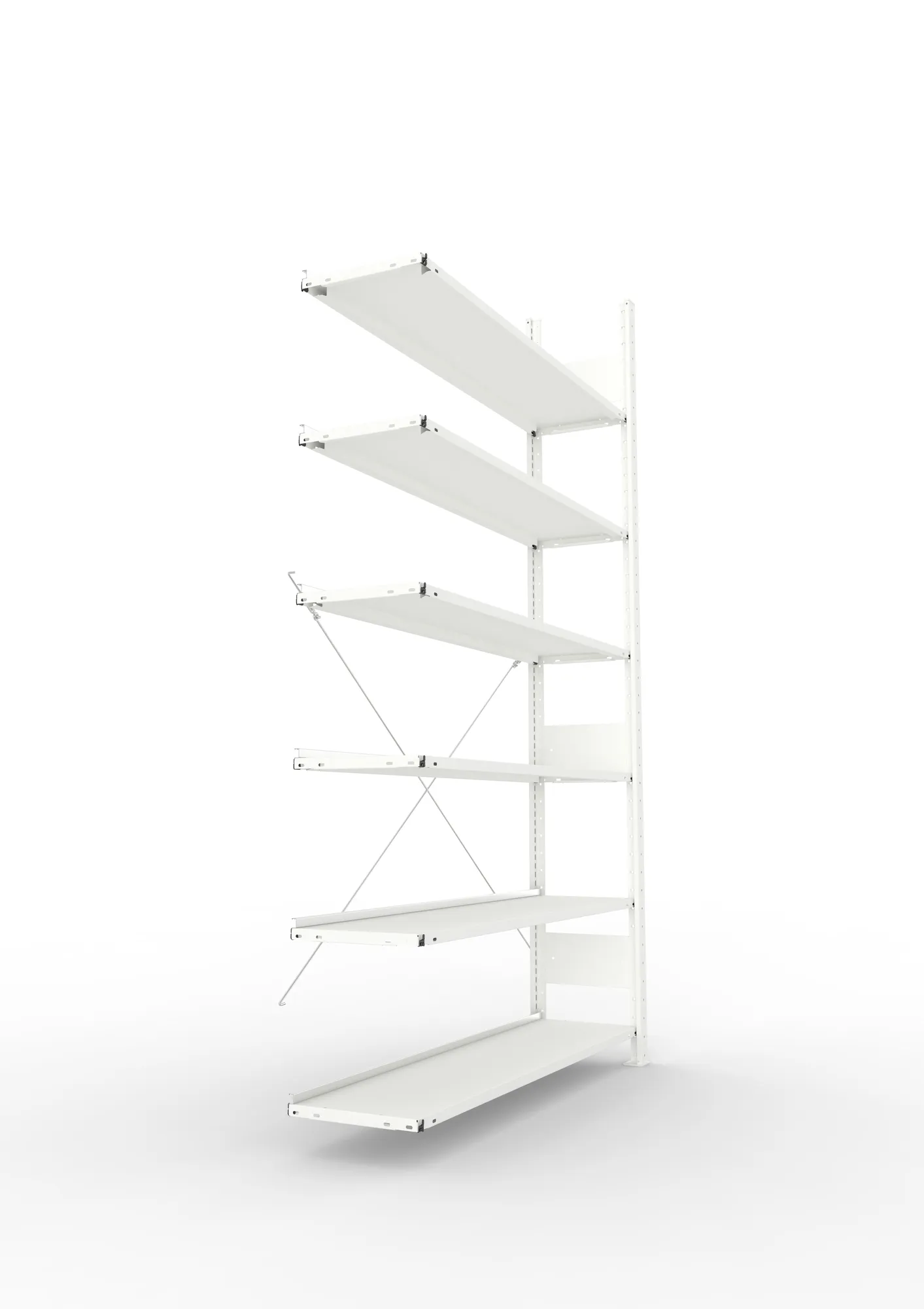 META COMPACT | Büro-Steckregal | Anbauregal | 2200 x 1250 x 300 mm | Fachlast 80 kg | 6 Ebenen | RAL 7035