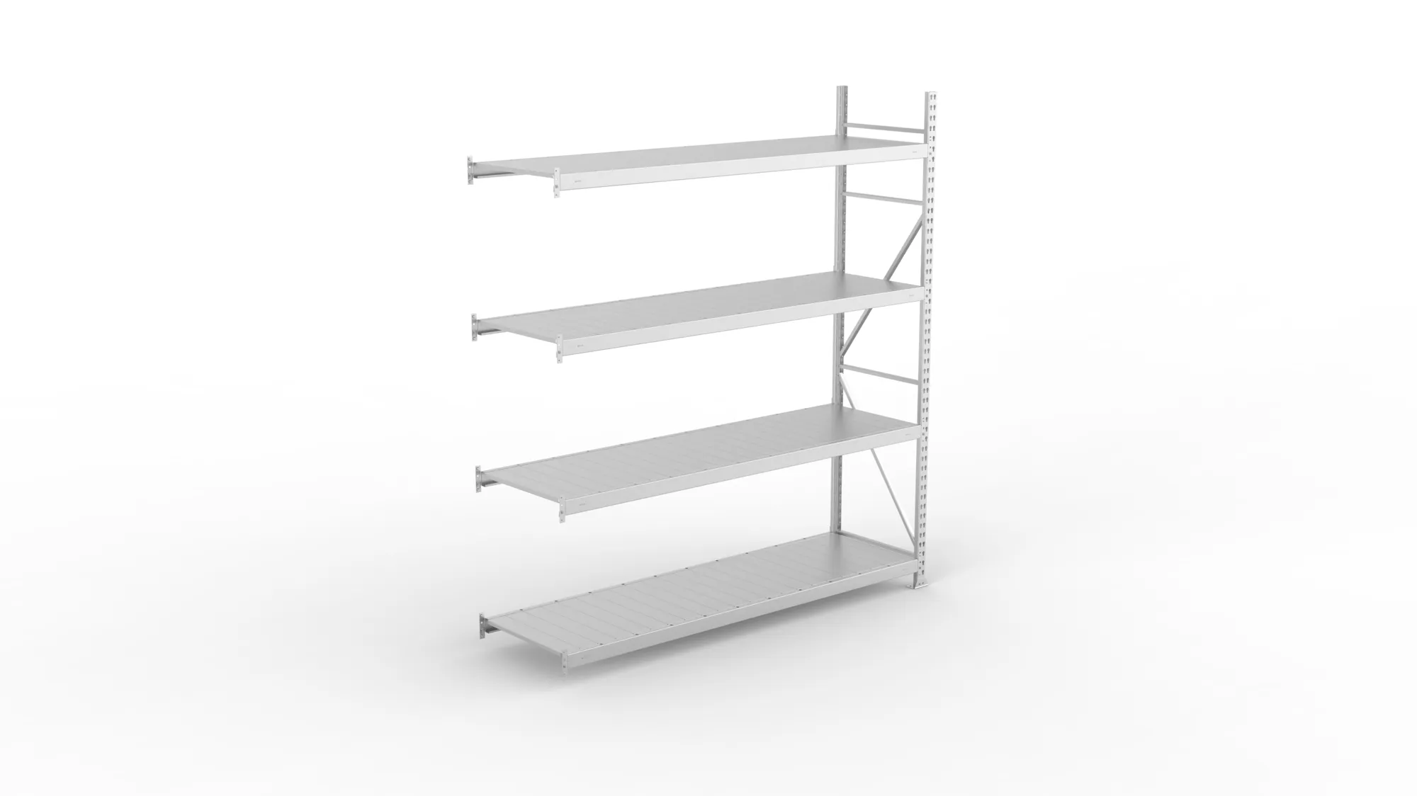 META MINI-RACK Weitspannregal | Anbauregal | 2500 x 2200 x 650 mm | Fachlast 600 kg | Stahlpaneelböden | 4 Ebenen