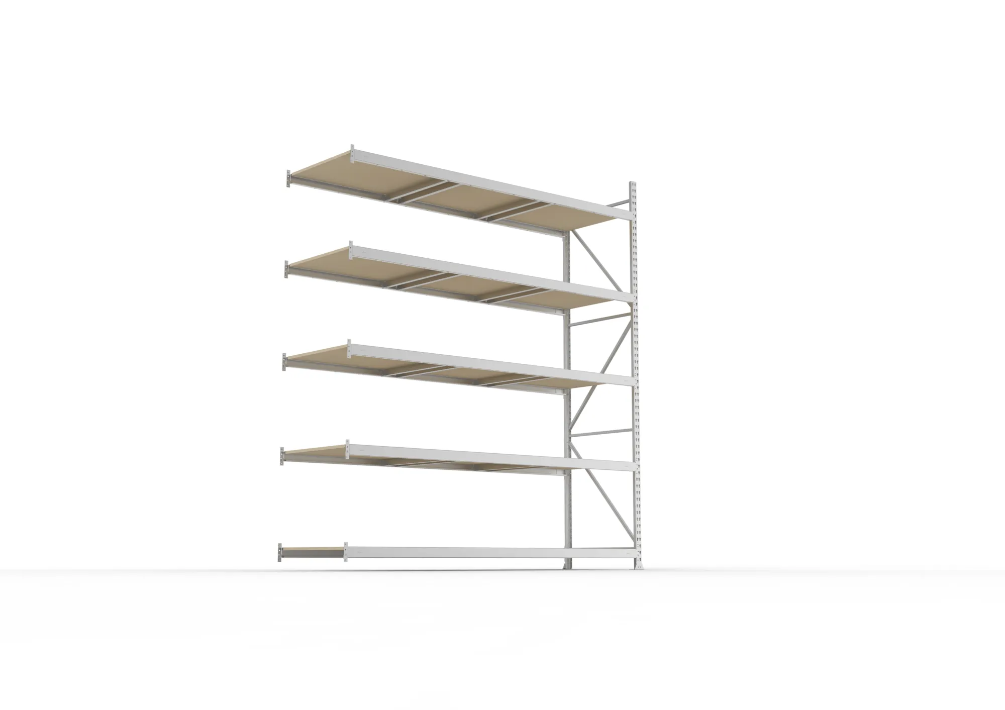 META MINI-RACK Weitspannregal | Anbauregal | 3000 x 2600 x 800 mm | Fachlast 490 kg | Spanplattenböden | 5 Ebenen