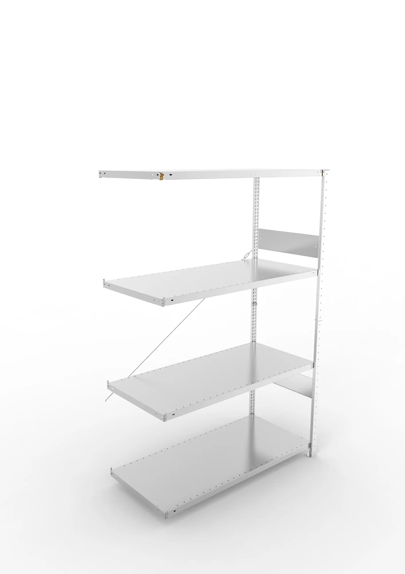 META CLIP SPLIT | Fachbodenregal | Anbauregal | 2000 x 1300 x 600 mm | Fachlast 150 kg | 3+1 Ebenen | verzinkt
