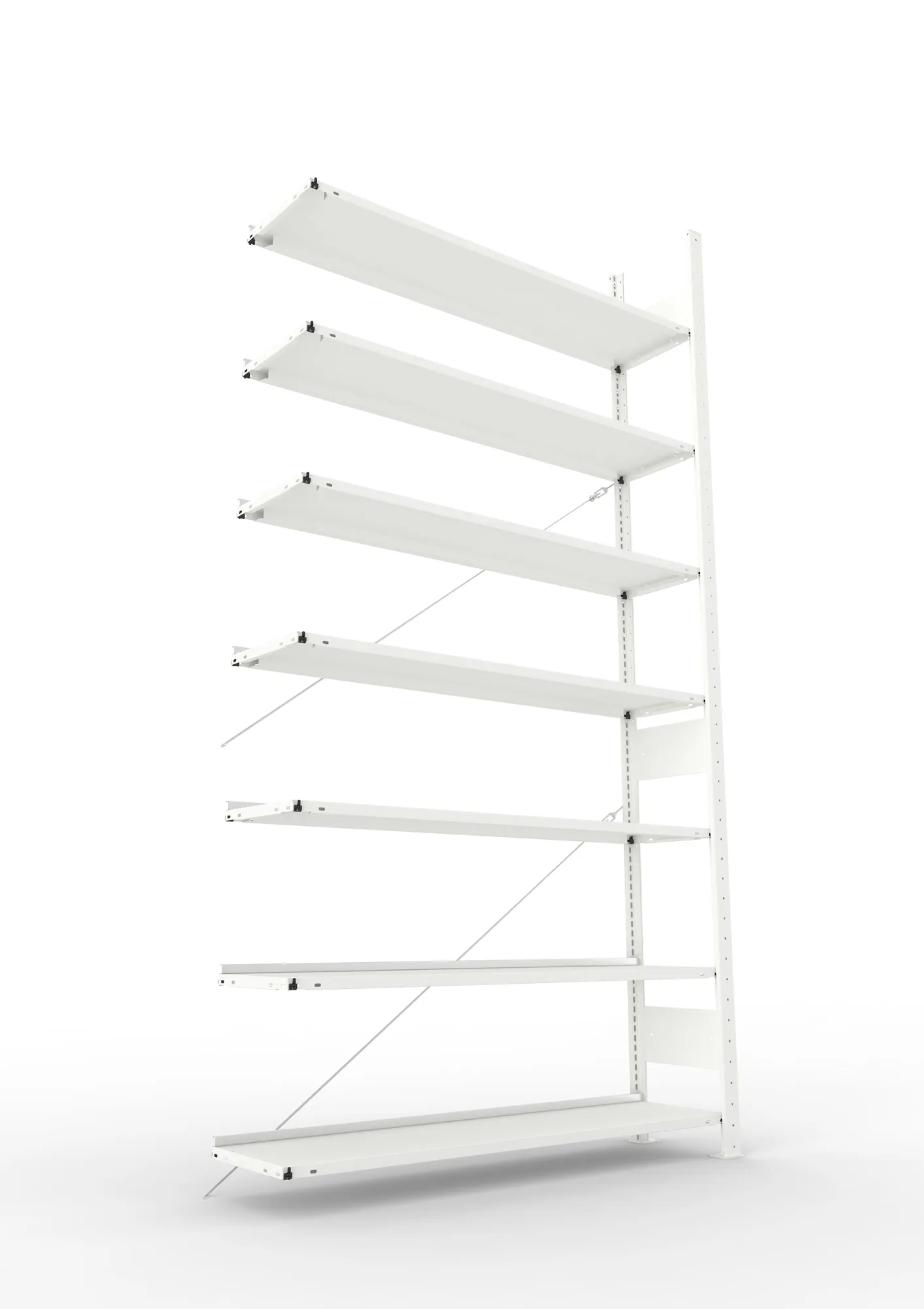 META COMPACT | Büro-Steckregal | Anbauregal | 2500 x 1250 x 300 mm | Fachlast 80 kg | 7 Ebenen | RAL 7035