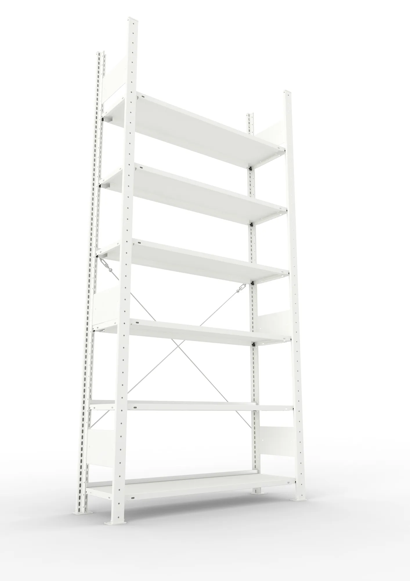 META COMPACT | Büro-Steckregal | Grundregal | 2200 x 1000 x 300 mm | Fachlast 80 kg | 6 Ebenen | RAL 7035