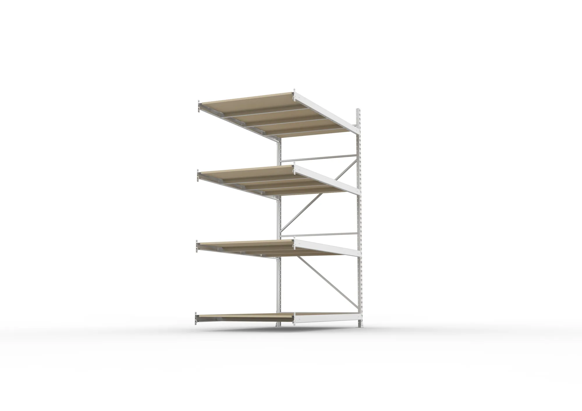META MINI-RACK Weitspannregal | Anbauregal | 2500 x 1800 x 1050 mm | Fachlast 600 kg | Spanplattenböden | 4 Ebenen