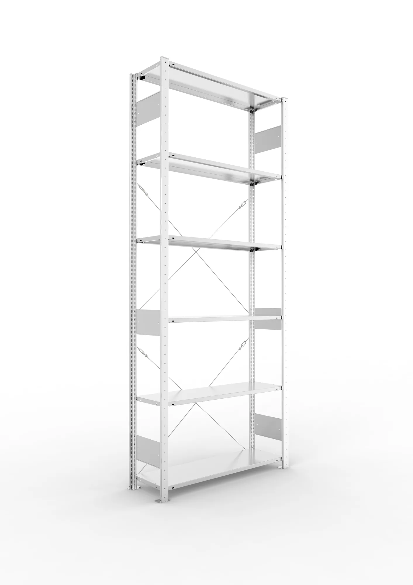 META CLIP S3 | Fachbodenregal | Grundregal | 2500 x 1000 x 300 mm | Fachlast 80 kg | 5+1 Ebenen | verzinkt