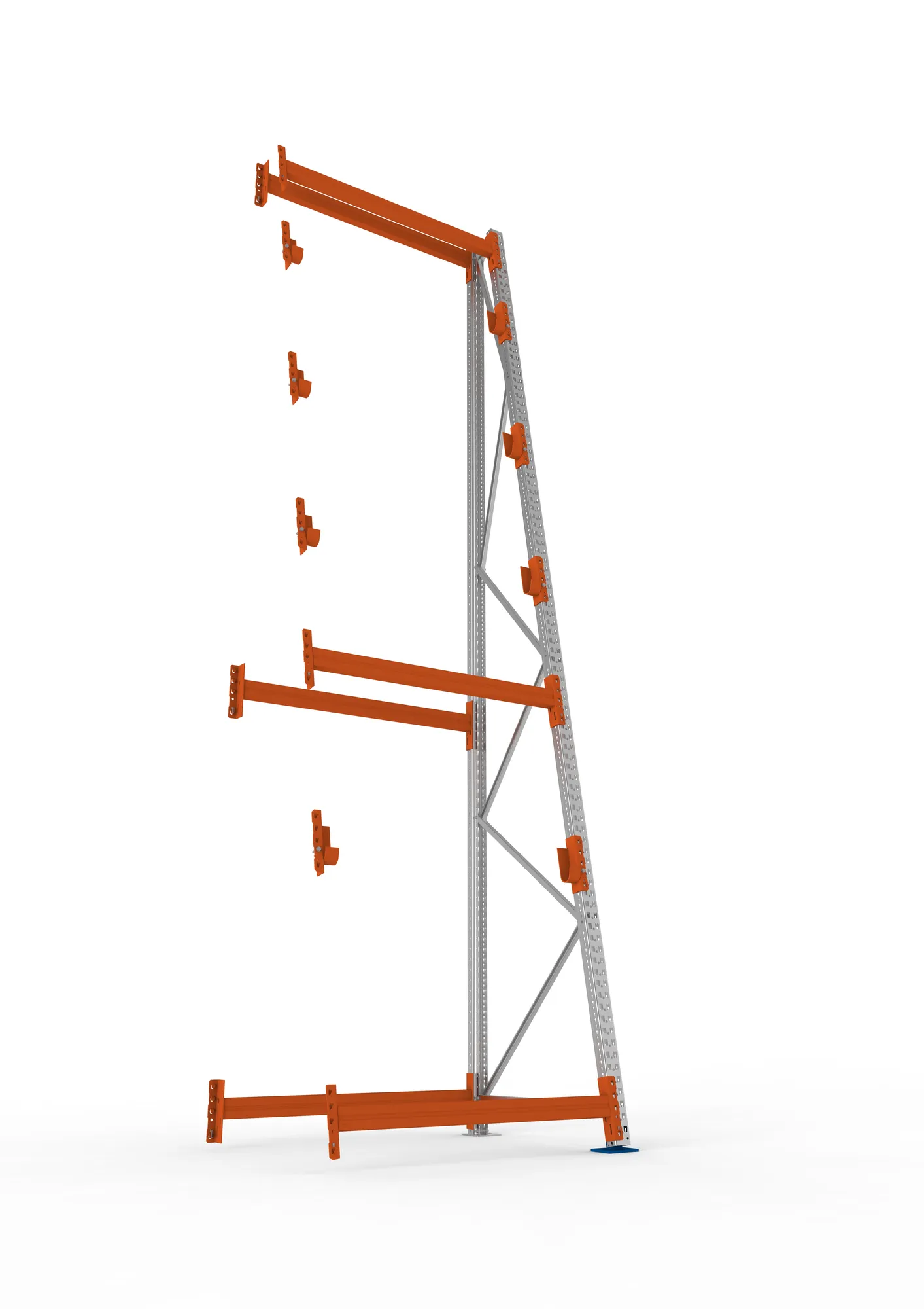 META MULTIPAL | Kabeltrommelregal | Anbauregal | 4900 x 1300 x 1100 mm | Feldlast 3000 kg | 4 Ebenen | Typ 3/A-Ständer | verzinkt