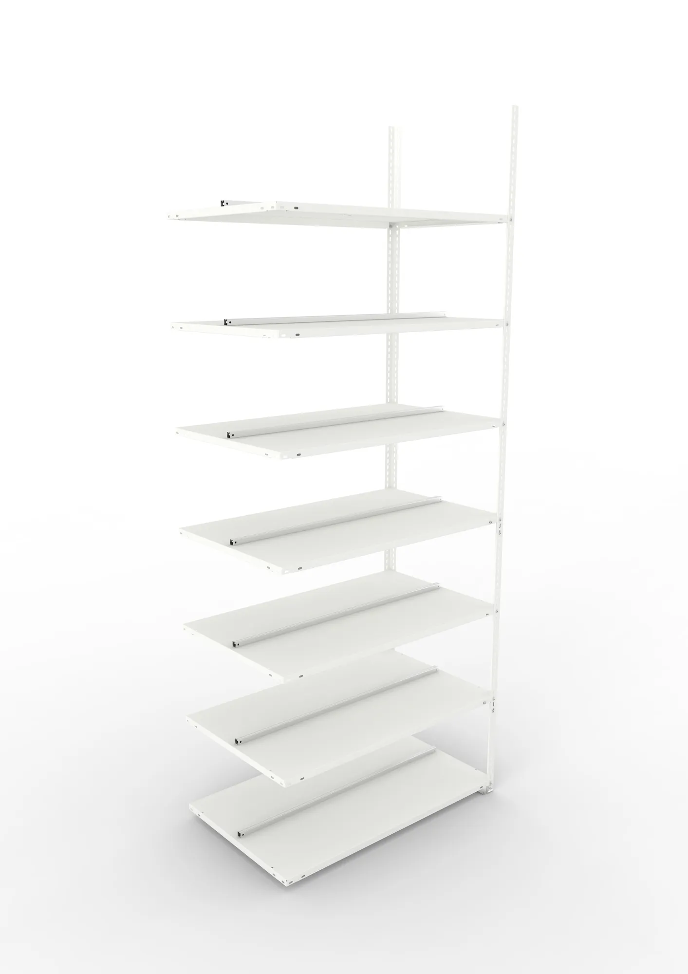 META FIX COMPACT | Büro-Schraubregal | Anbauregal | 2500 x 1000 x 600 mm | Fachlast 100 kg | 7 Ebenen | RAL 7035