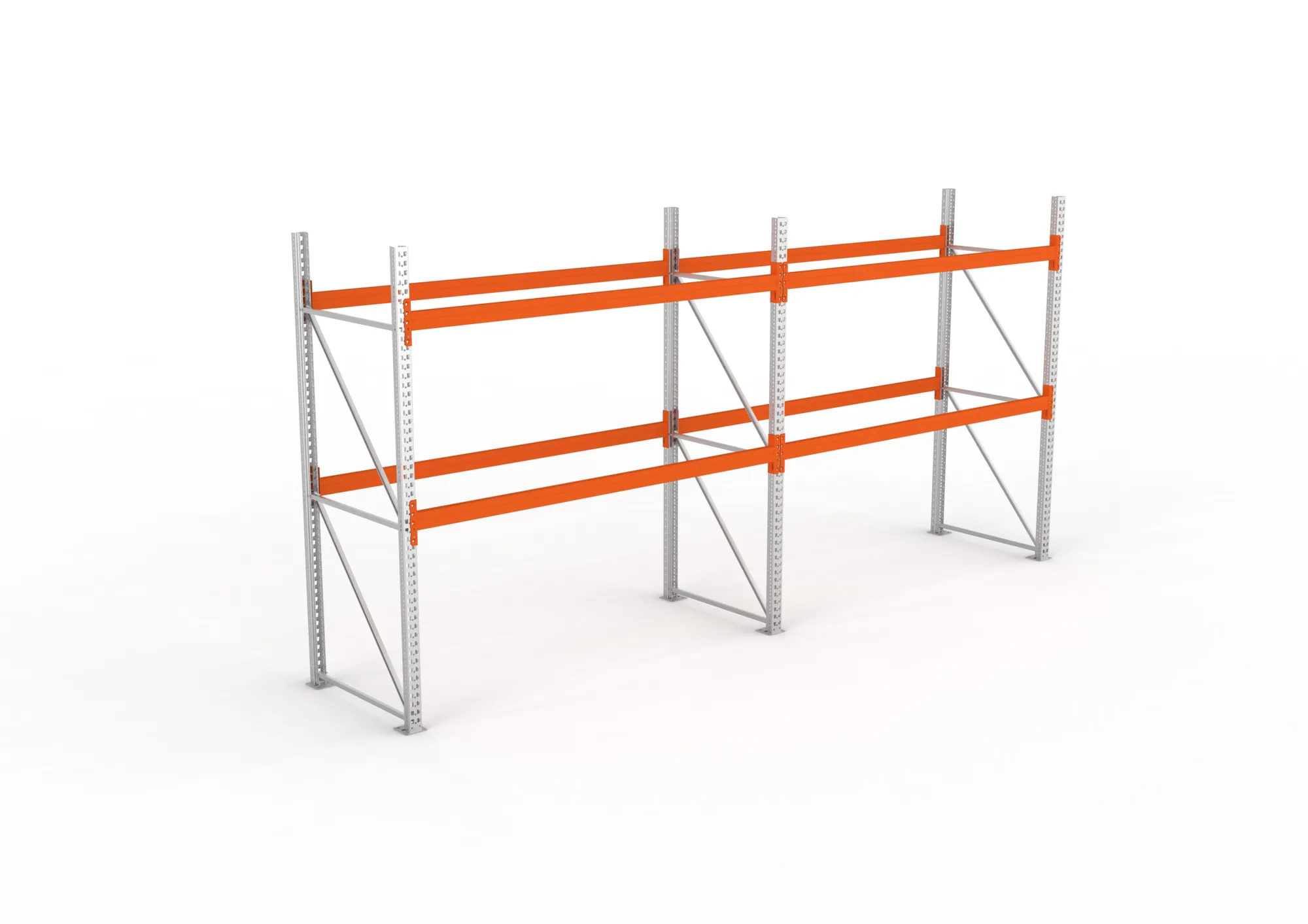 ECOM Multipal Komplettregal 2700 x 5400 x 1100 vzk / RAL 2001 kpl. S mit Holm 120/20 und 3 Lagerebenen ( 2 Felder ) Fachlast bis 2600 kg, Feldlast bis 7200 kg
