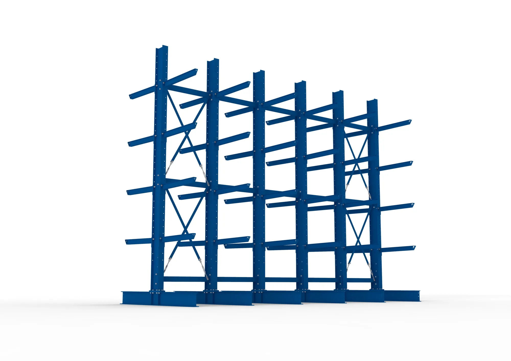 META MULTISTRONG H | Kragarmregal | 5 Felder | 4000 x 5000 x 800 mm | Armlast 630 kg | doppelseitig | 4+1 Ebenen
