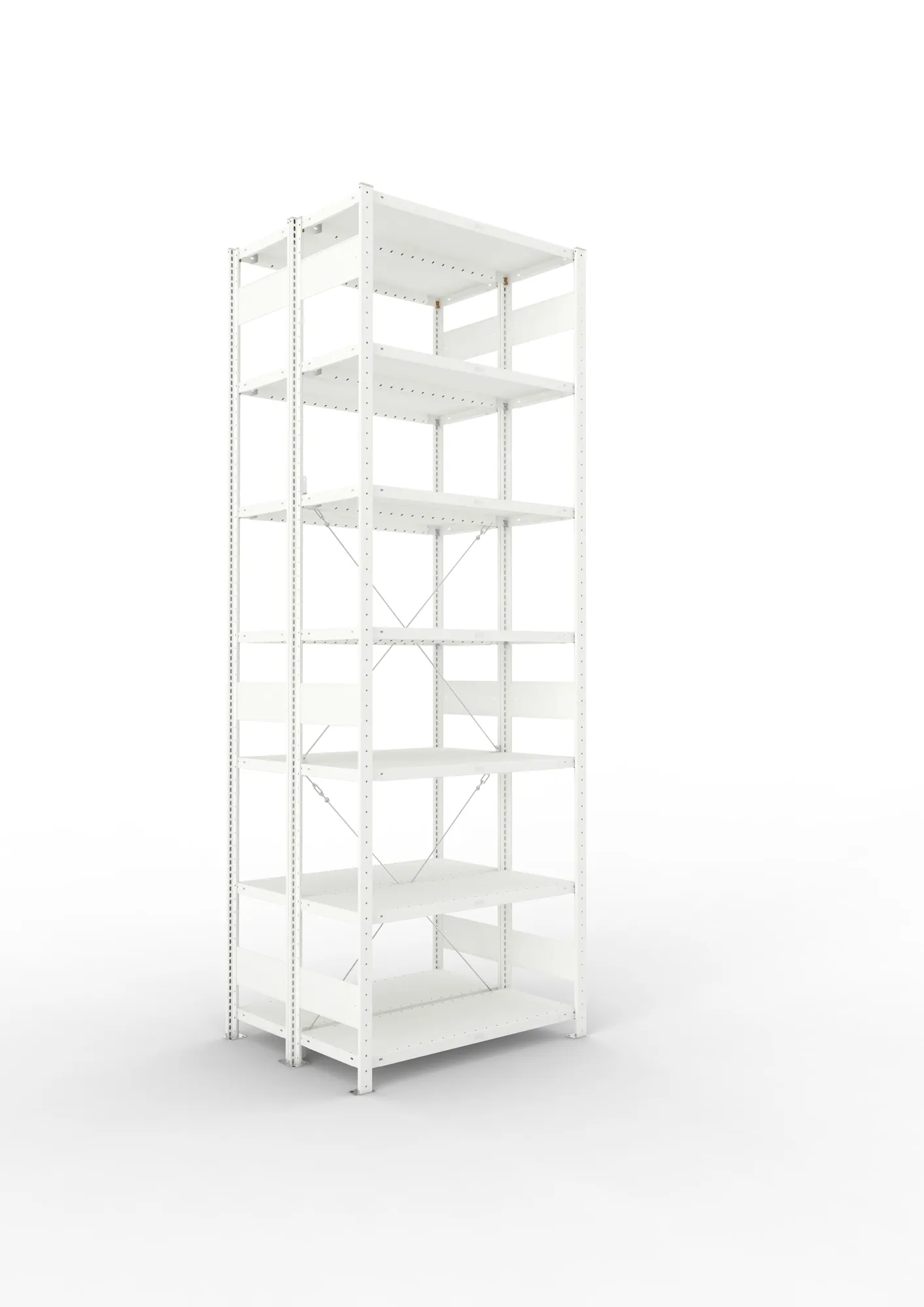 META CLIP | Fachbodenregal | Doppel-Grundregal | 3000 x 1000 x 400 mm | Fachlast 100 kg | 6+1 Ebenen | RAL 7035