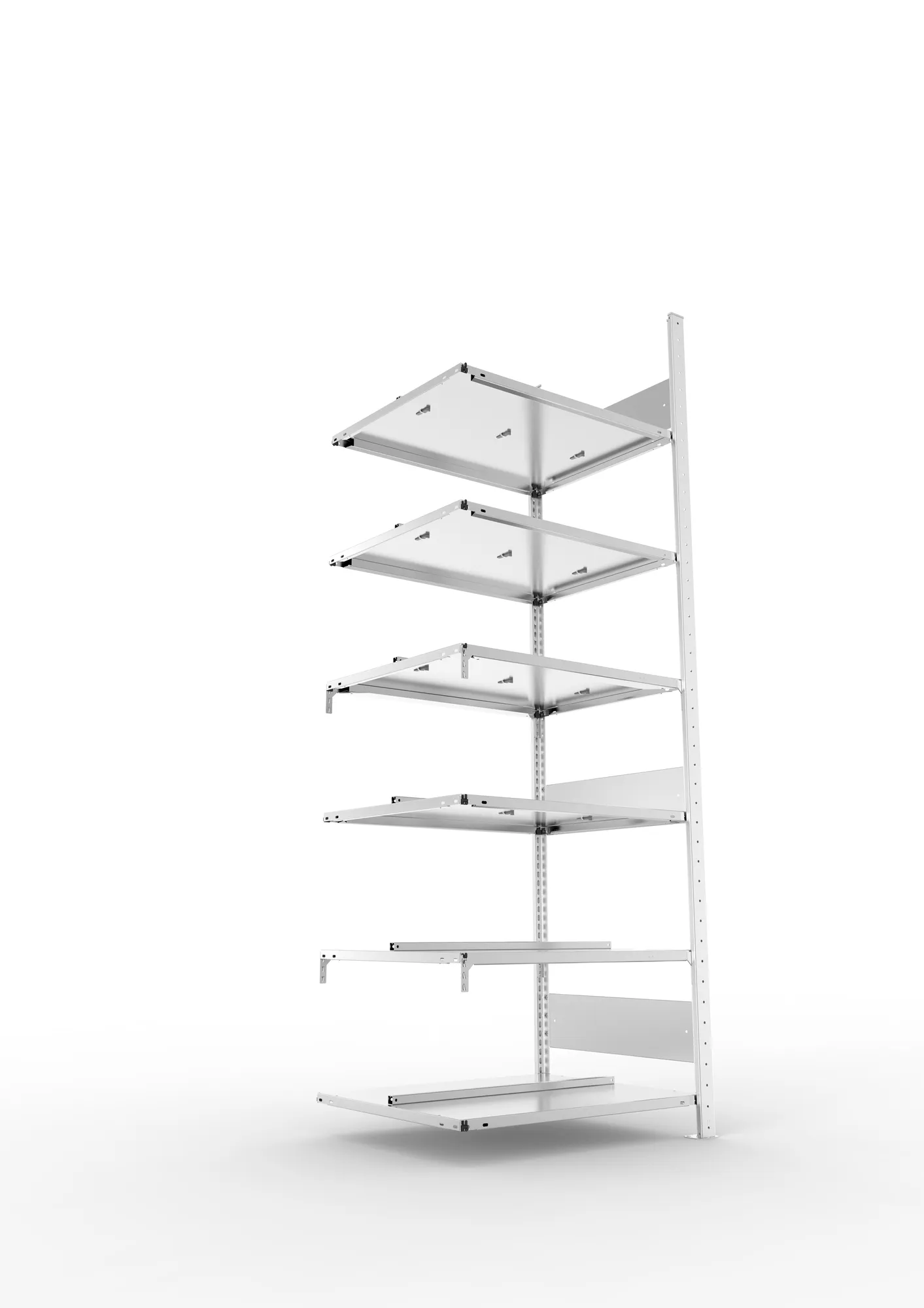 META COMPACT S3| Büro-Steckregal | Doppel-Anbauregal | 2200 x 750 x 600 mm | Fachlast 100 kg | 6 Ebenen | Mittelanschlag | verzinkt