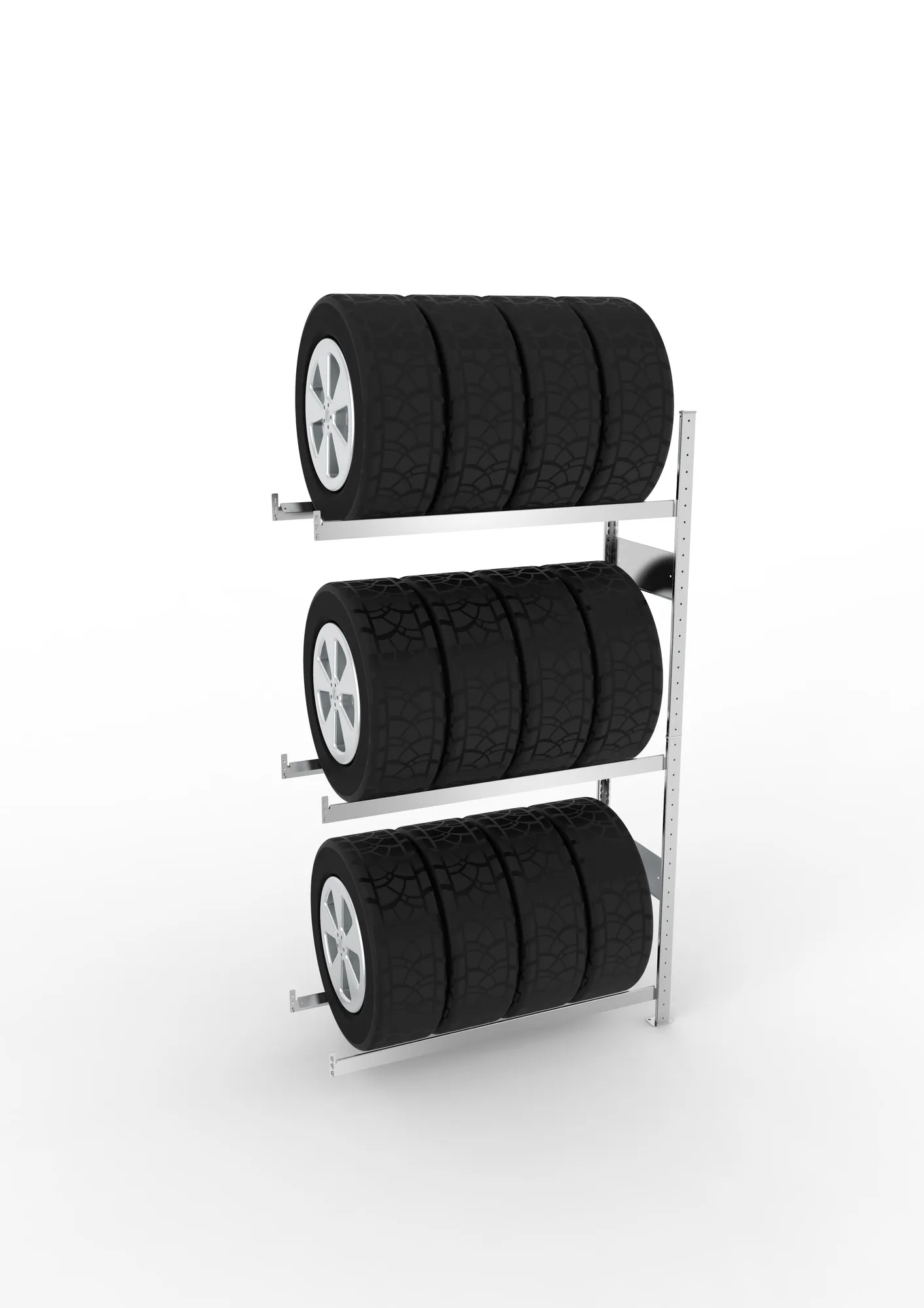 META CLIP SPLIT | Reifenregal | Anbauregal | 2000 x 1150 x 400 mm | Fachlast 150 kg | 3 Ebenen | verzinkt