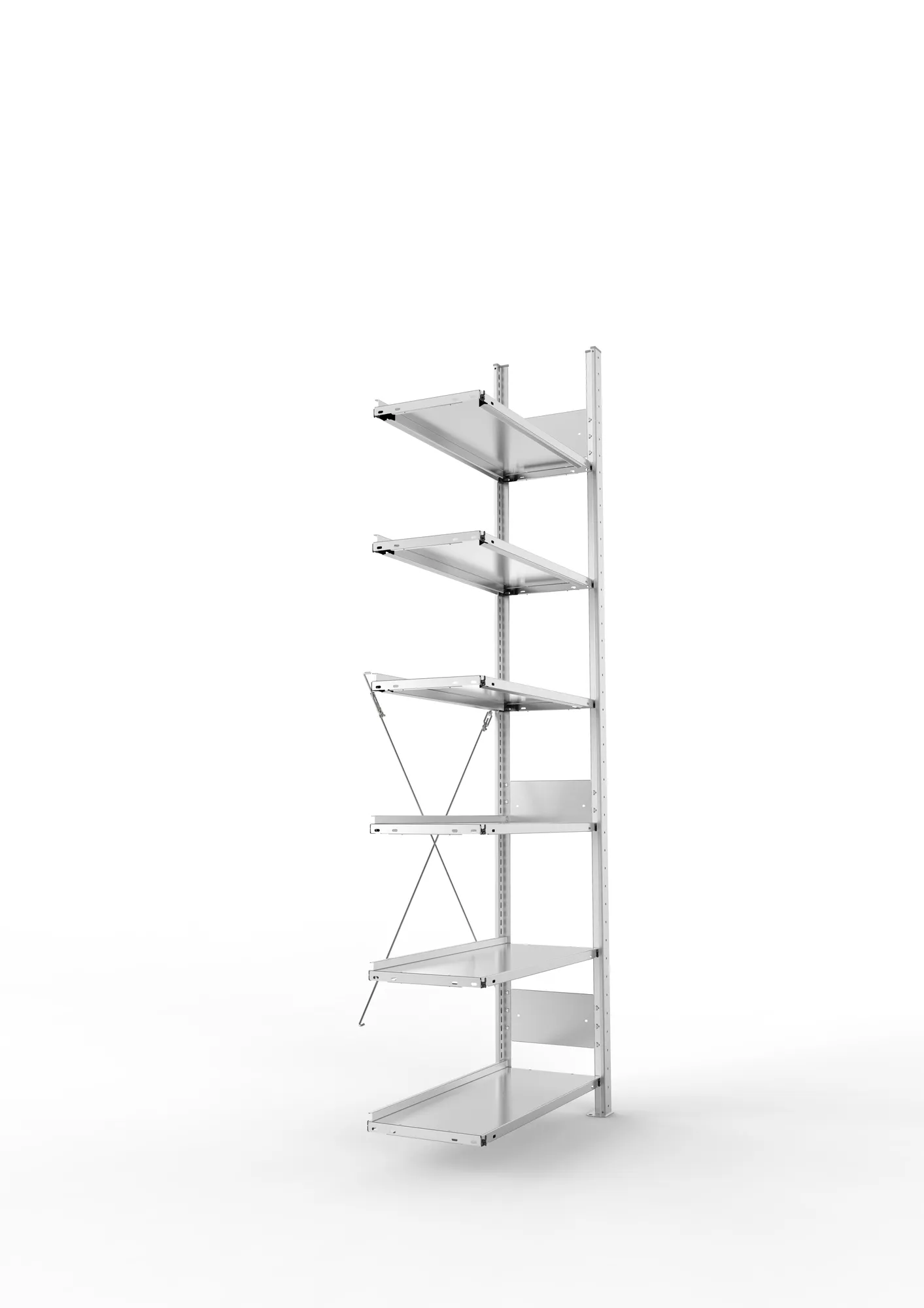 META COMPACT S3| Büro-Steckregal | Anbauregal | 2200 x 750 x 300 mm | Fachlast 80 kg | 6 Ebenen | Endanschlag | verzinkt