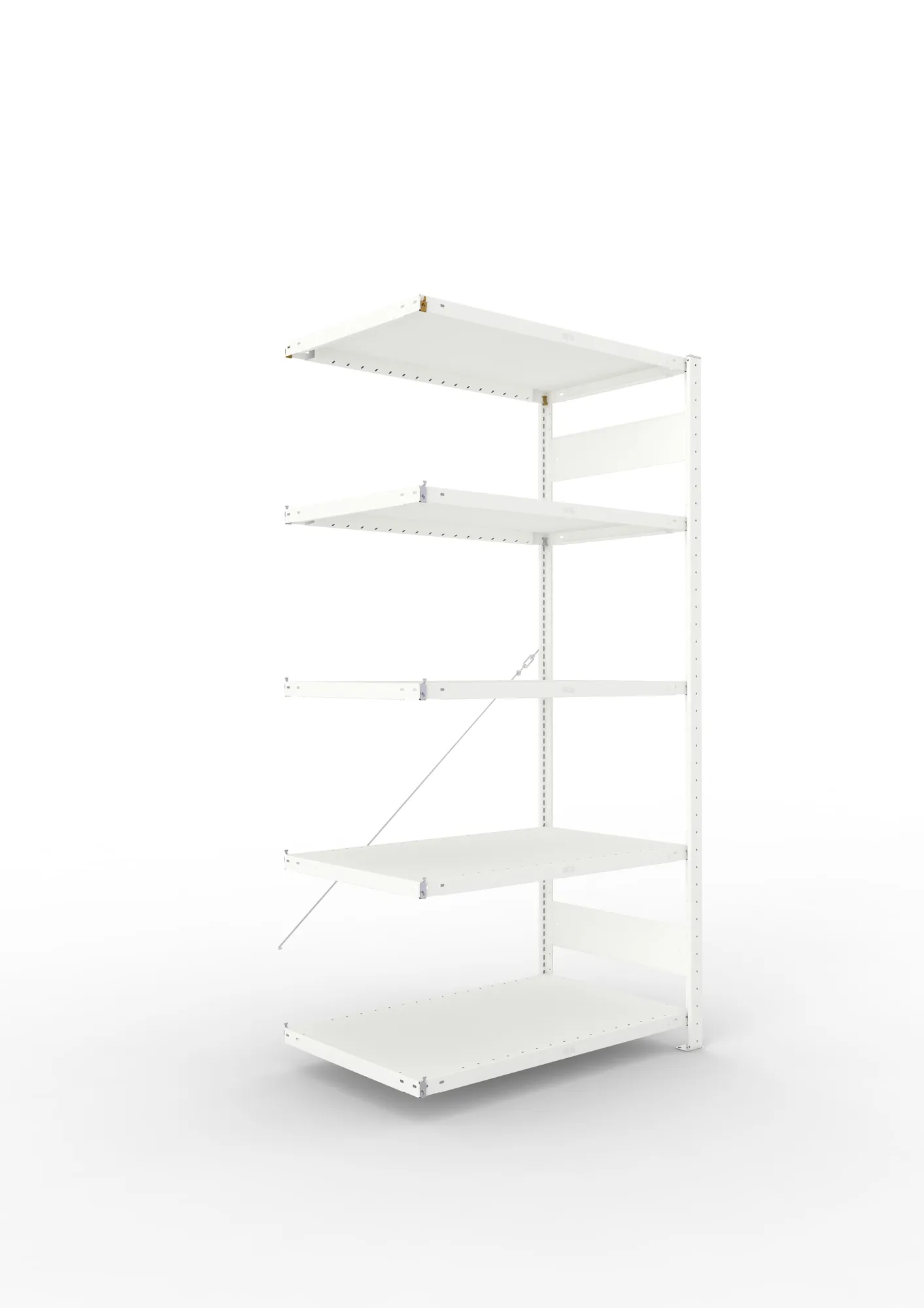 META CLIP | Fachbodenregal | Anbauregal | 2000 x 1000 x 600 mm | Fachlast 100 kg | 4+1 Ebenen | RAL 7035