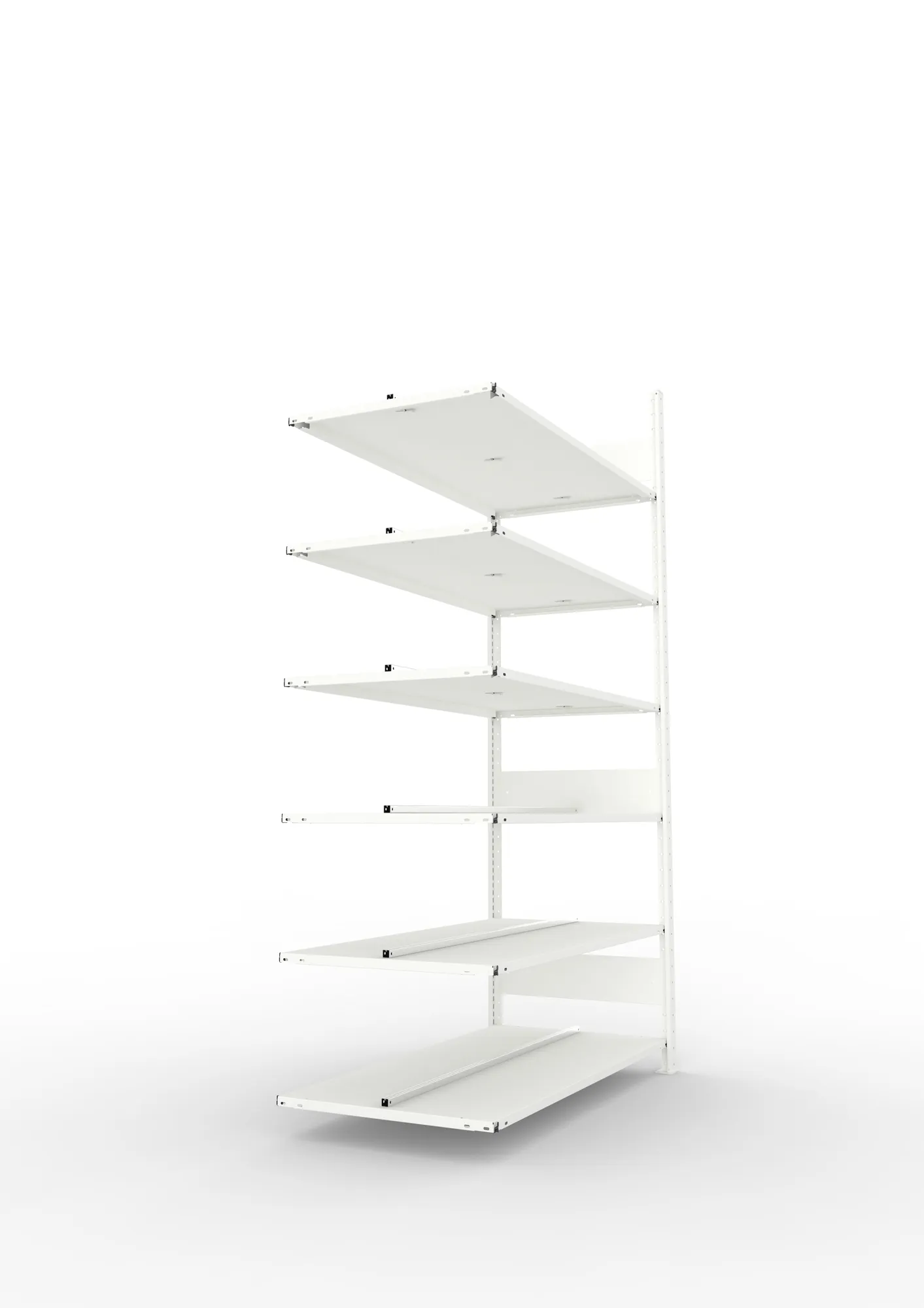 META COMPACT | Büro-Steckregal | Anbauregal | 2200 x 1250 x 600 mm | Fachlast 100 kg | 6 Ebenen | RAL 7035