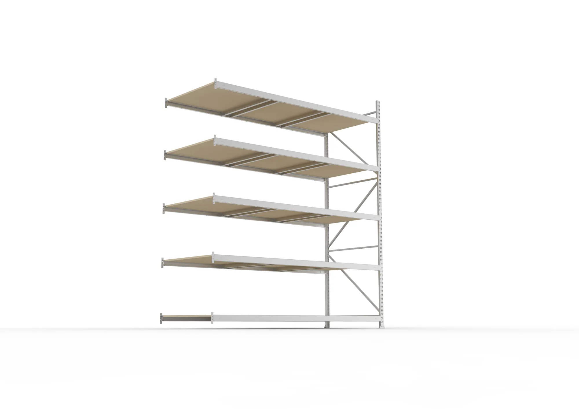 META MINI-RACK Weitspannregal | Anbauregal | 3000 x 2600 x 1050 mm | Fachlast 490 kg | Spanplattenböden | 5 Ebenen