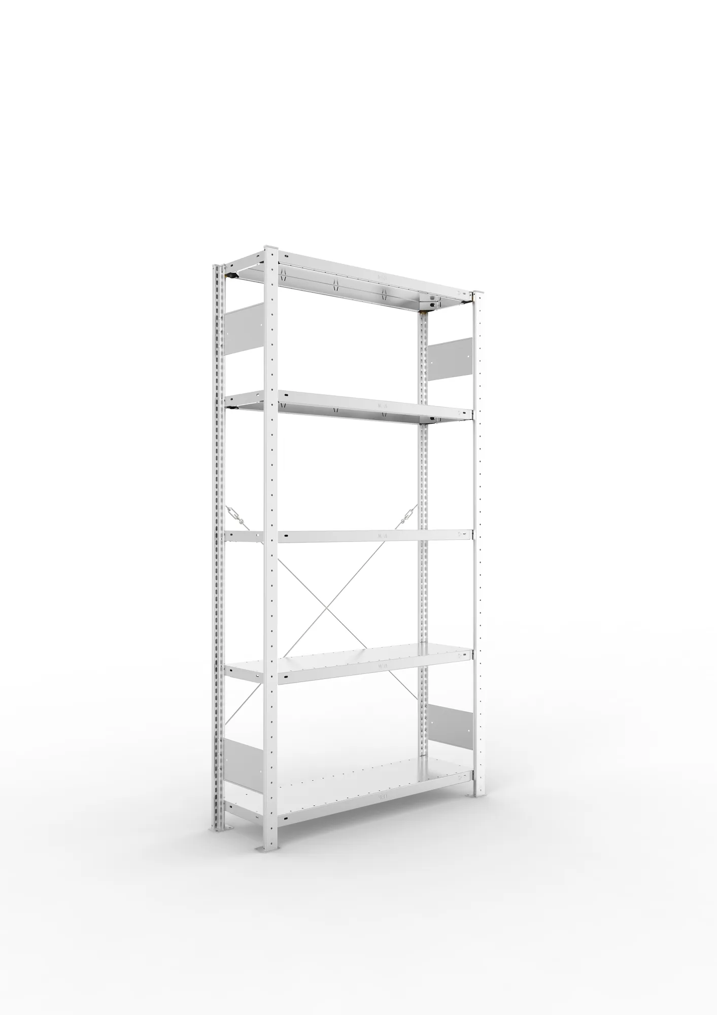 META CLIP S3 | Fachbodenregal | Grundregal | 2000 x 1000 x 300 mm | Fachlast 150 kg | 4+1 Ebenen | verzinkt