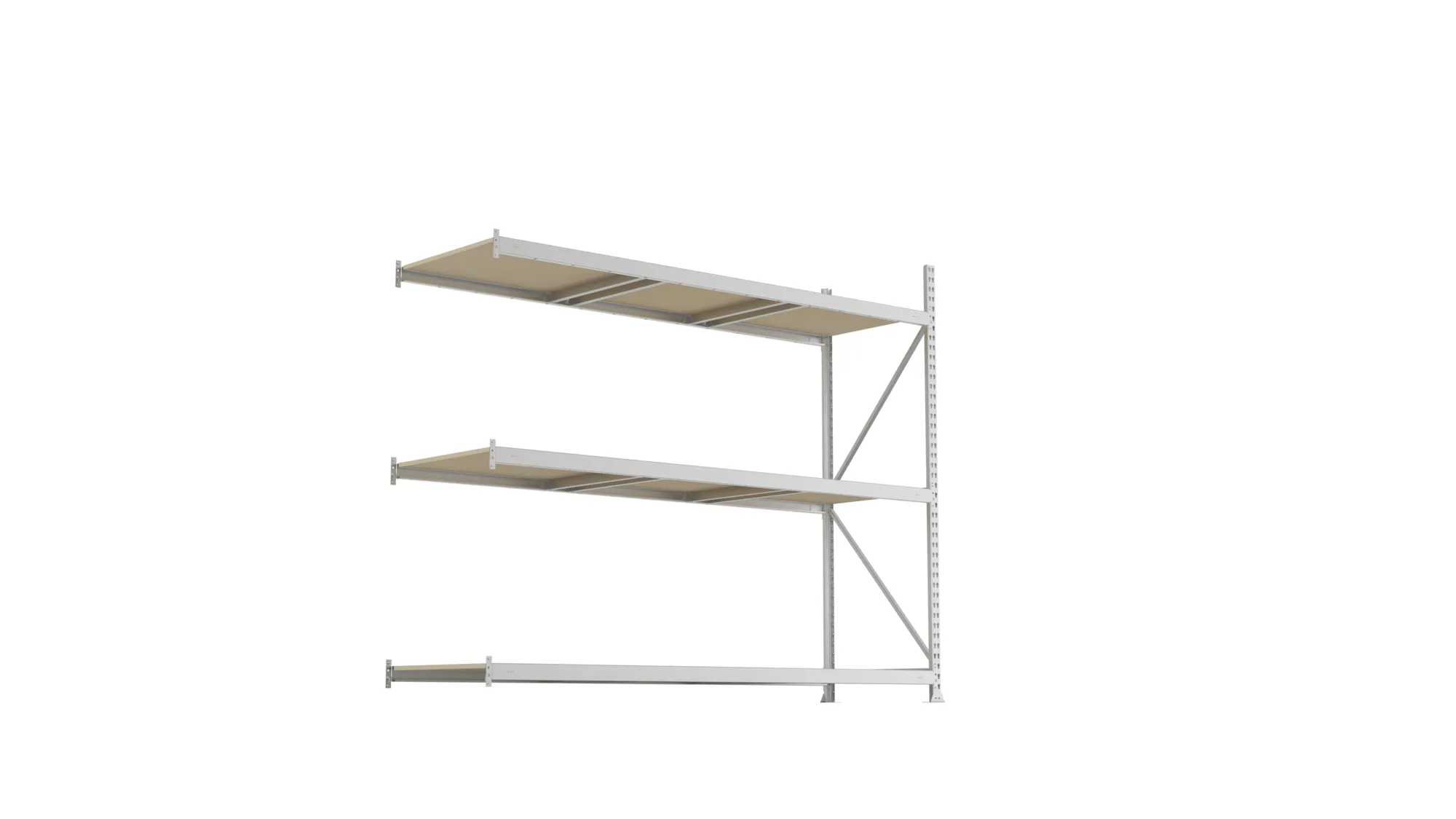 META MINI-RACK Weitspannregal | Anbauregal | 2200 x 2600 x 800 mm | Fachlast 490 kg | Spanplattenböden | 3 Ebenen