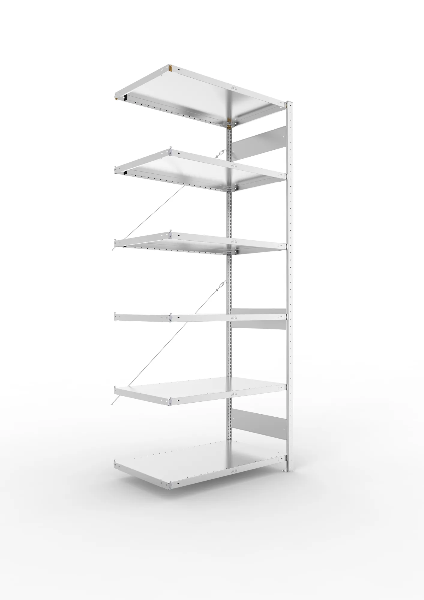 META CLIP | Fachbodenregal | Anbauregal | 2500 x 1000 x 600 mm | Fachlast 230 kg | 5+1 Ebenen | verzinkt