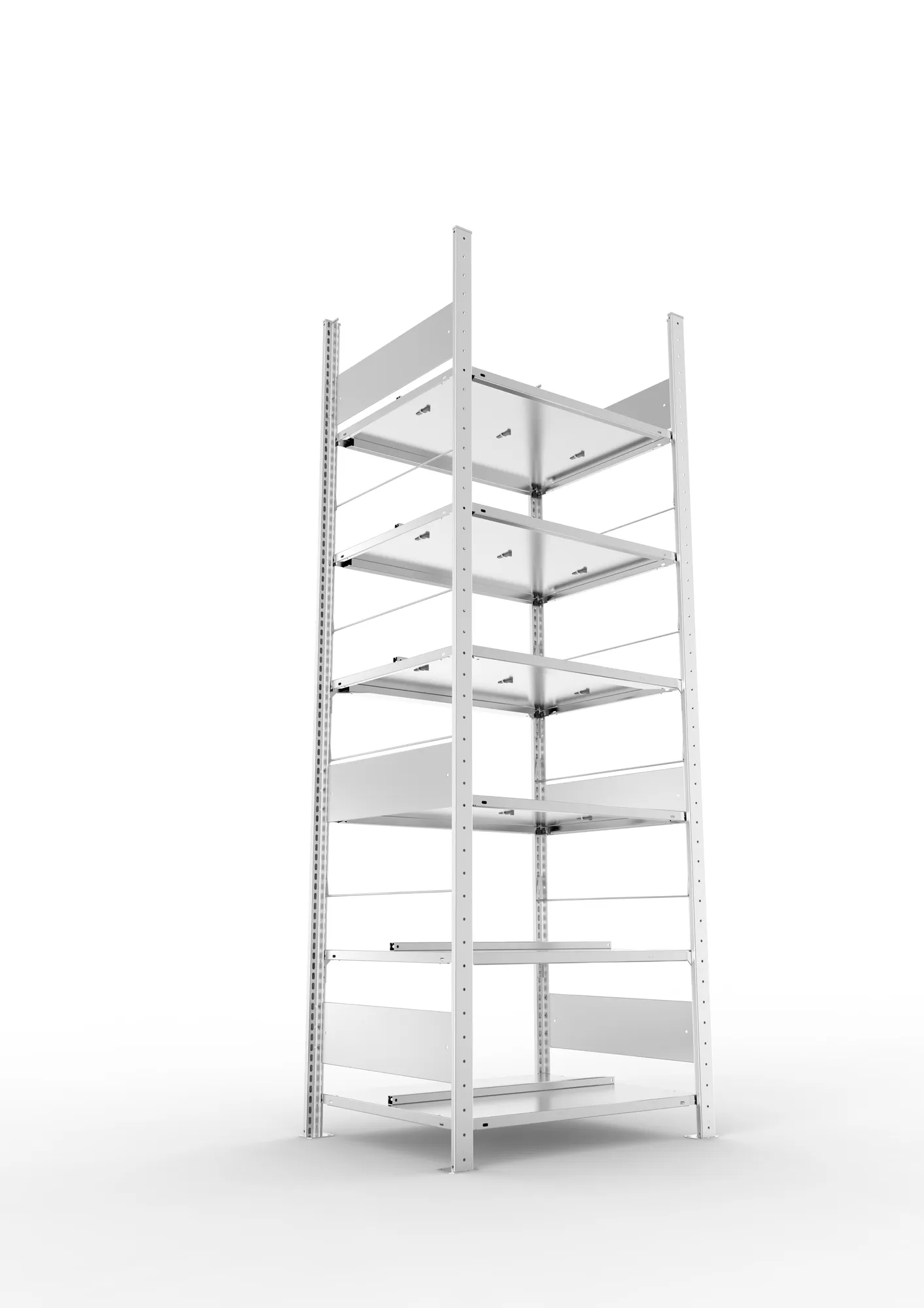 META COMPACT S3| Büro-Steckregal | Doppel-Grundregal | 2200 x 750 x 600 mm | Fachlast 100 kg | 6 Ebenen | Mittelanschlag | verzinkt